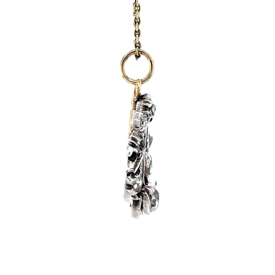 Gouden vintage hanger met roosdiamant 14 krt/925