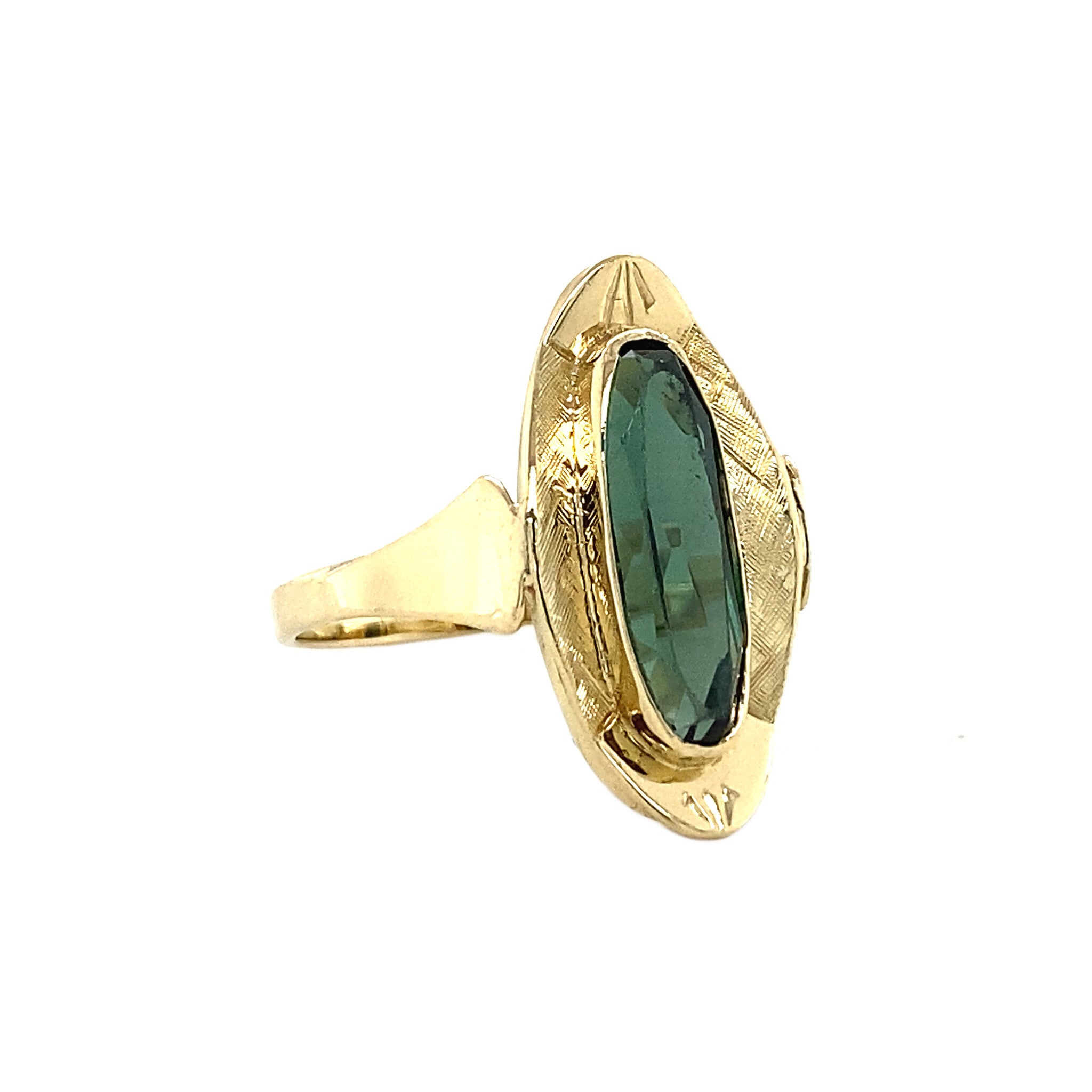 Gouden ring met groene spinel 14 krt