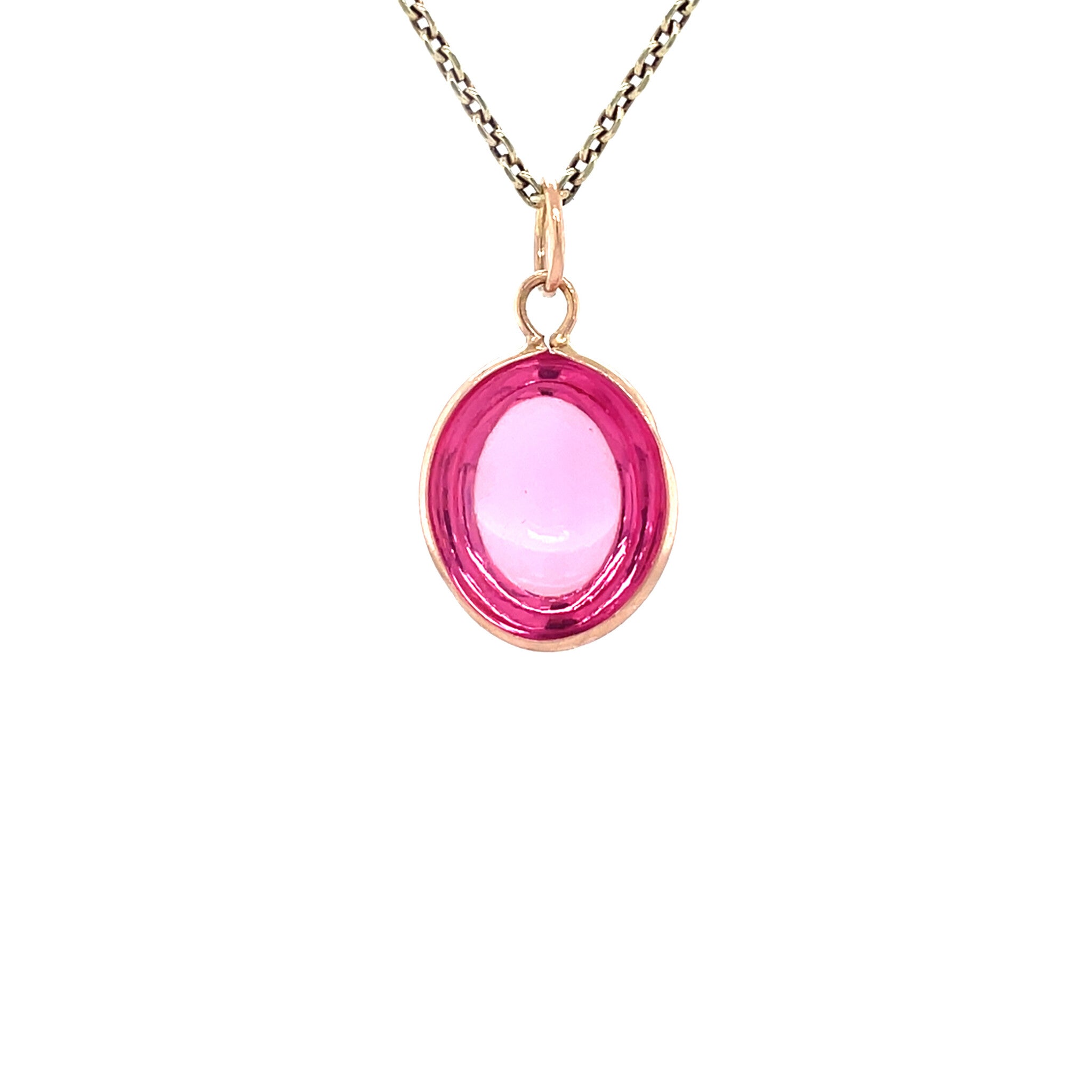 Rosé vintage pendant with colored gemstone 12 kt