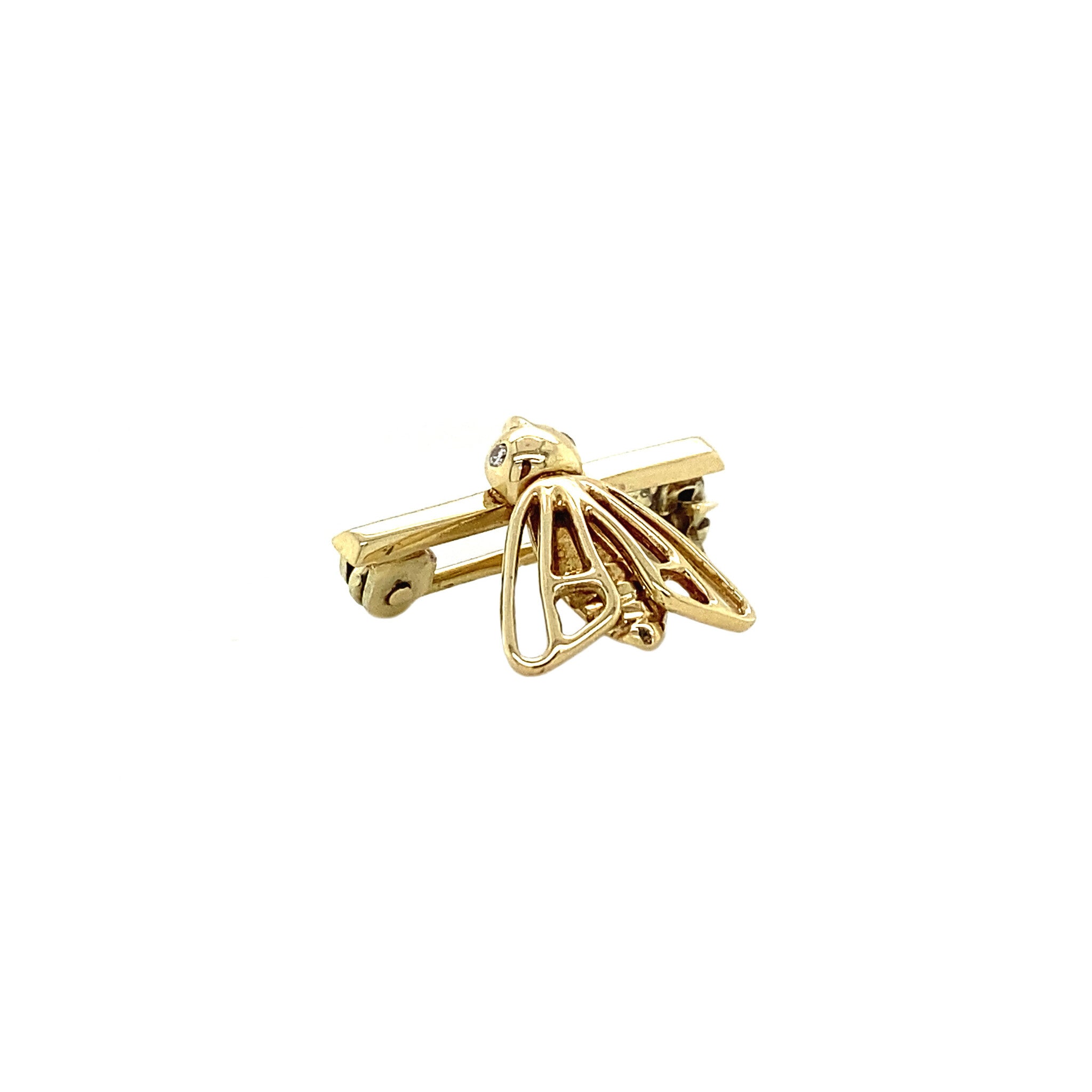 Gouden broche met diamant 14 krt