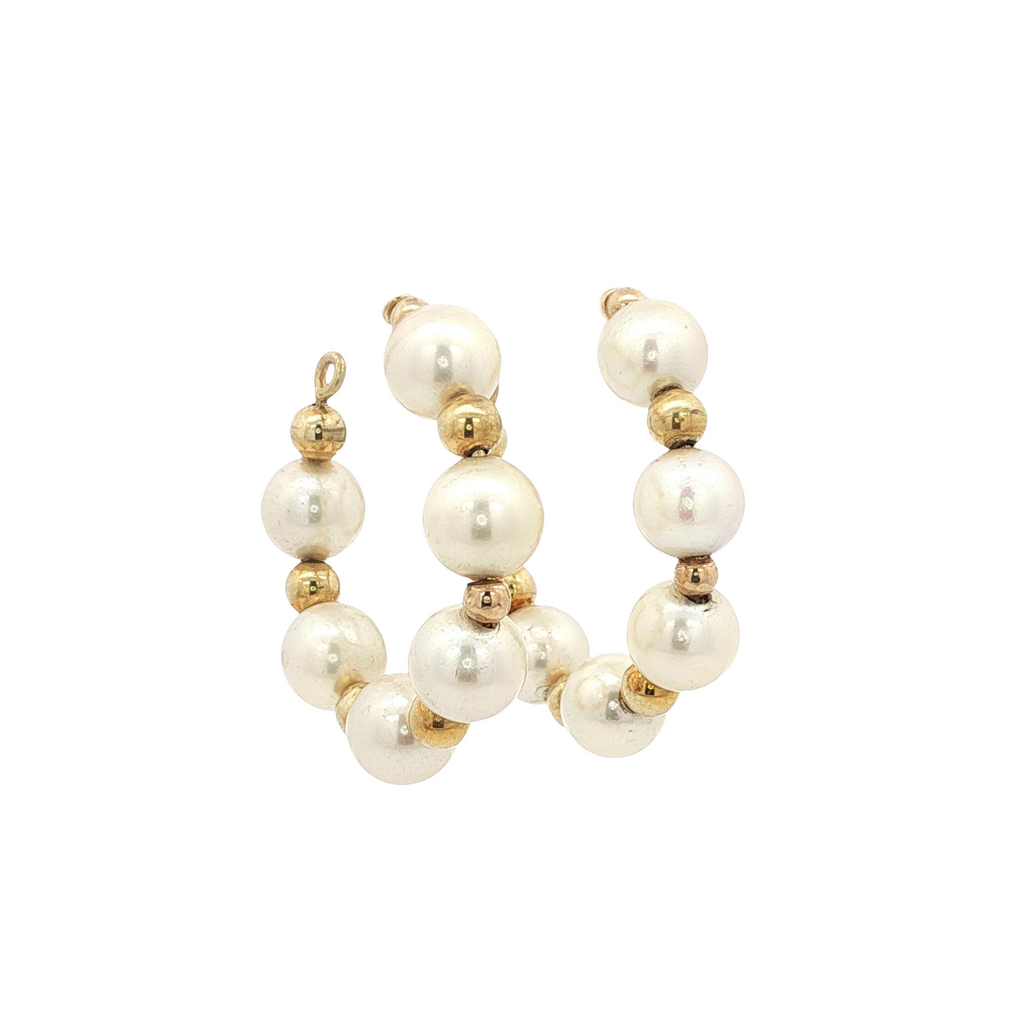Gold vintage earrings with pearl 14 kt