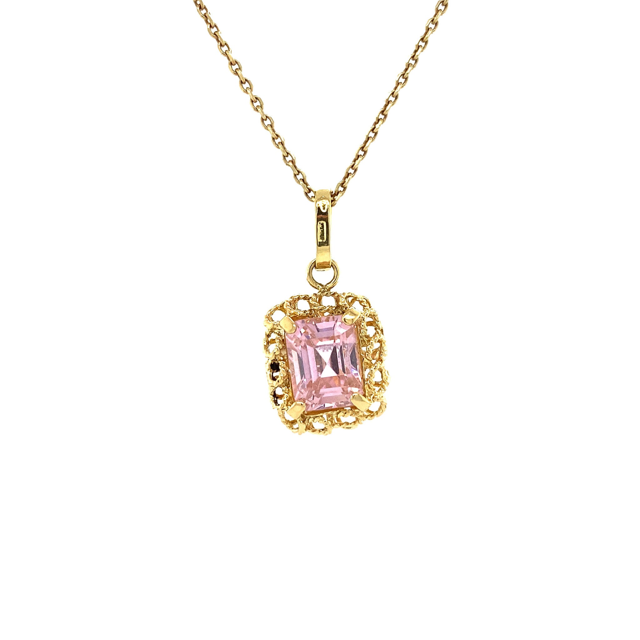 18 kt gold pendant with synthetic pink spinel