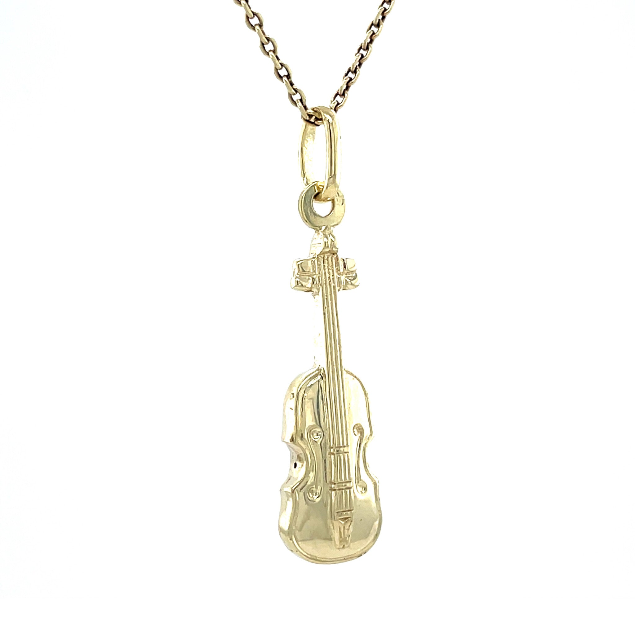 Gouden vintage viool hanger 14 krt