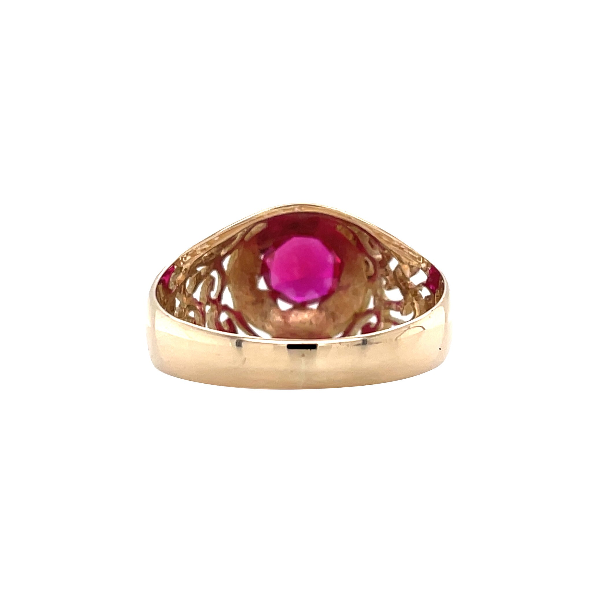 Vintage rose gold ring with ruby, 12 kt