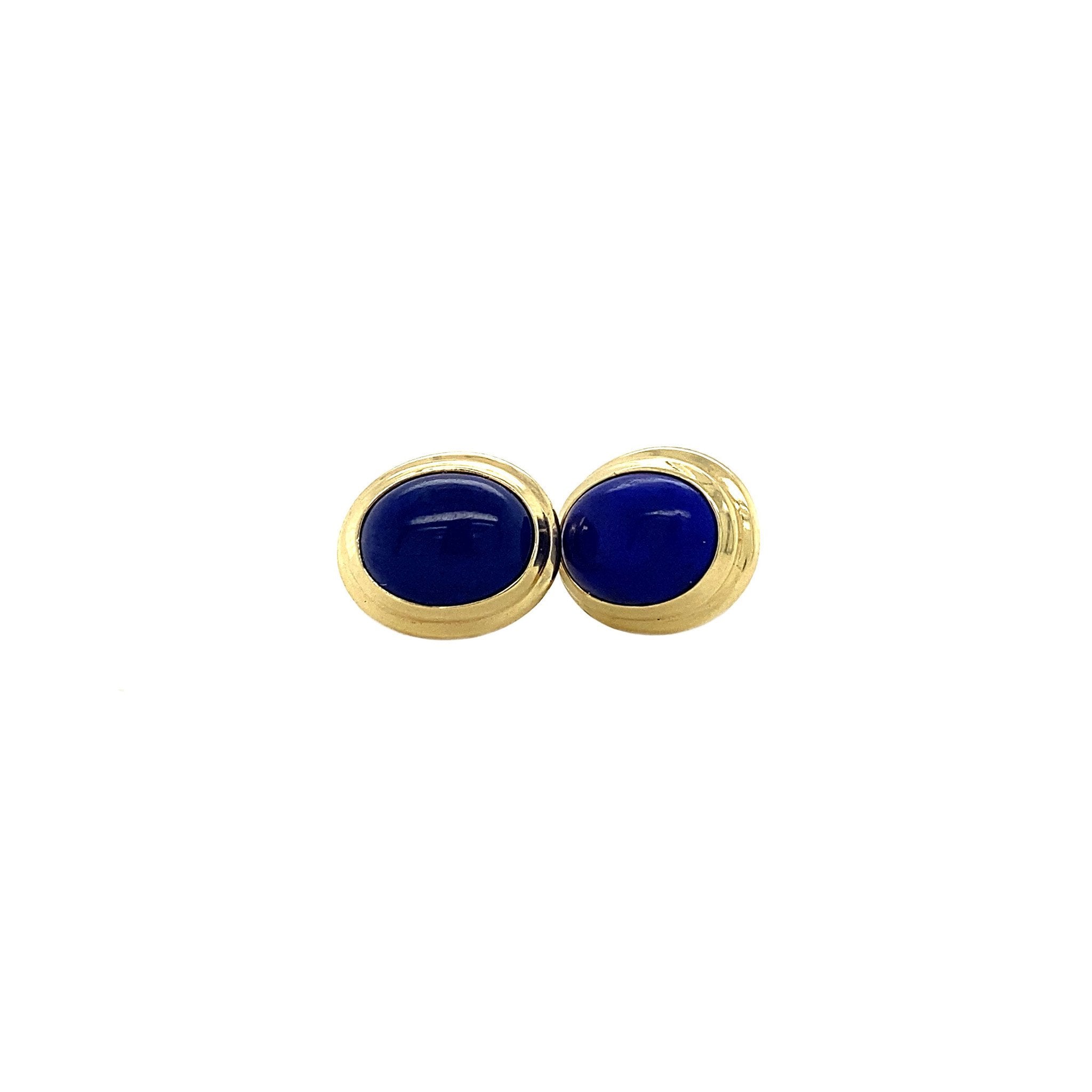 14 kt gold stud earrings with lapis lazuli