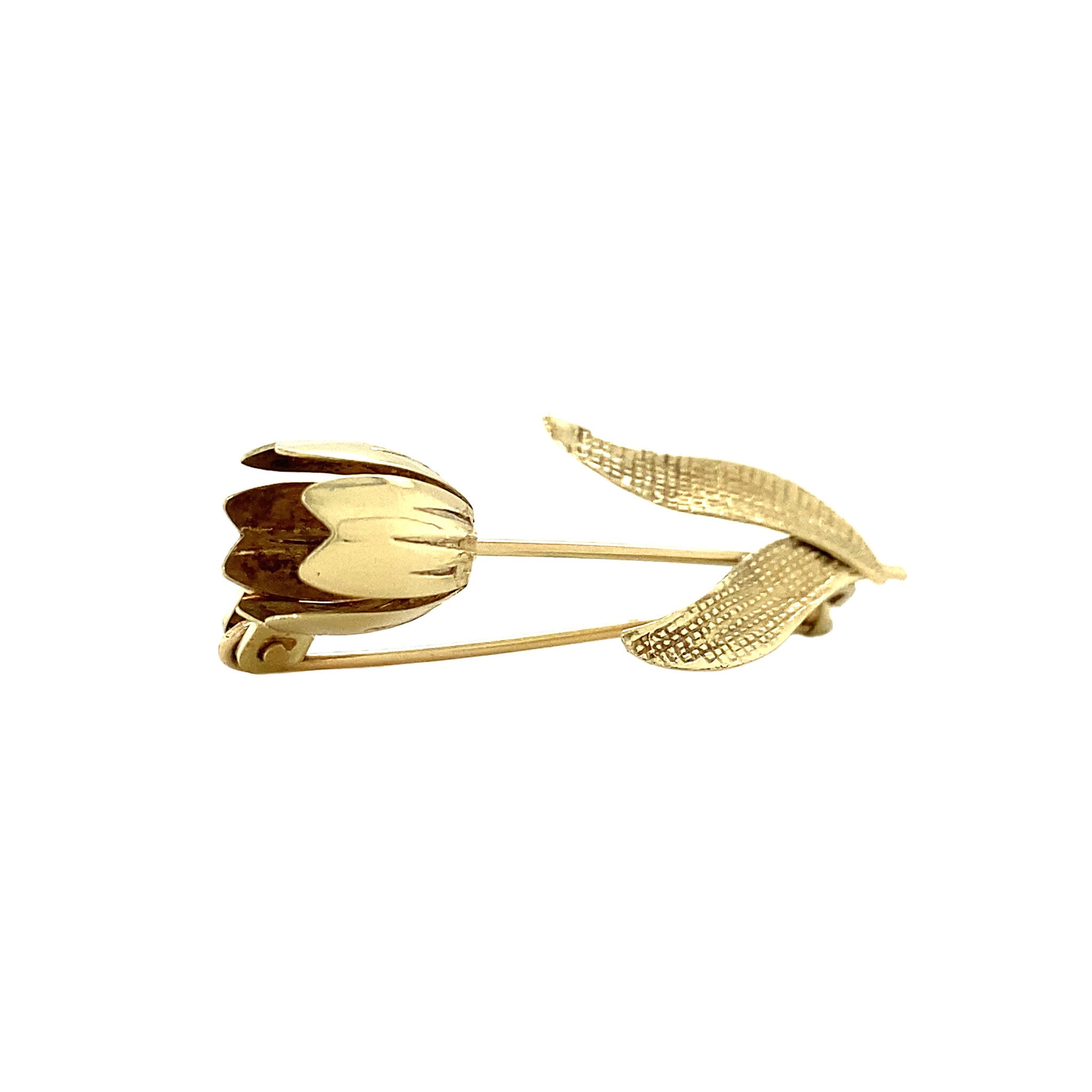 Gold brooch tulip 14 krt