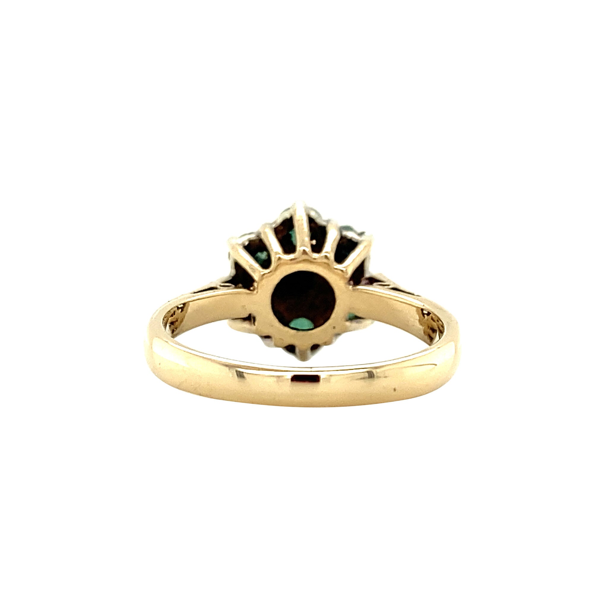 Entourage ring with emerald and diamond 9 krt