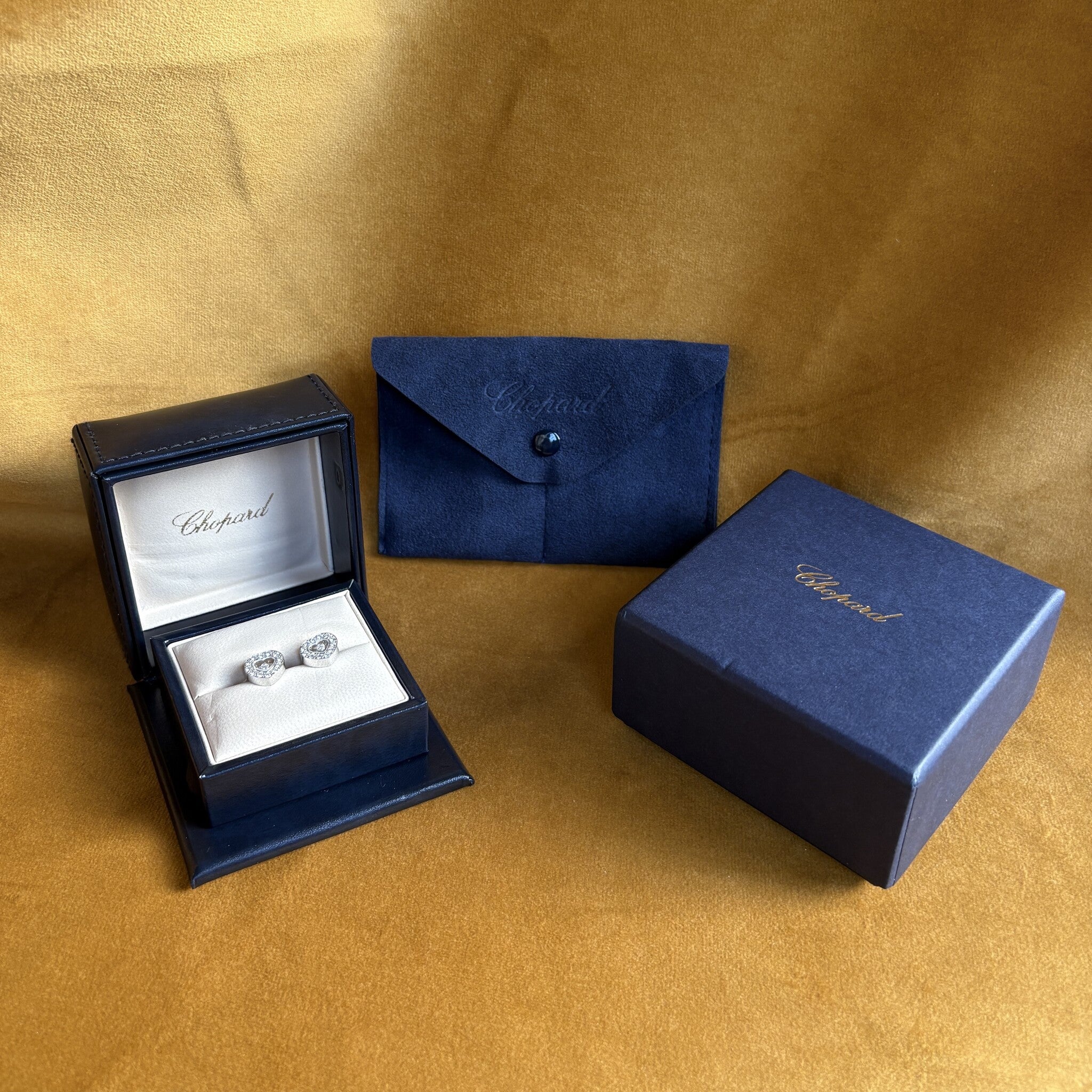 Witgouden vintage Chopard Happy Diamonds oorstekers met diamant 18 kt