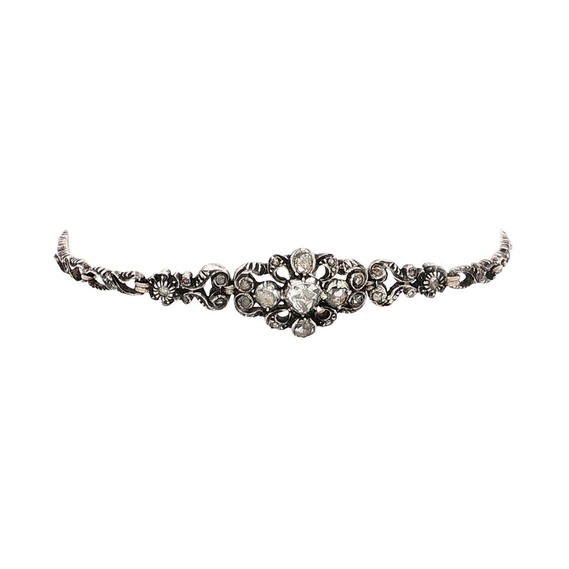 Zilveren vintage armband met diamant 925/14 kt
