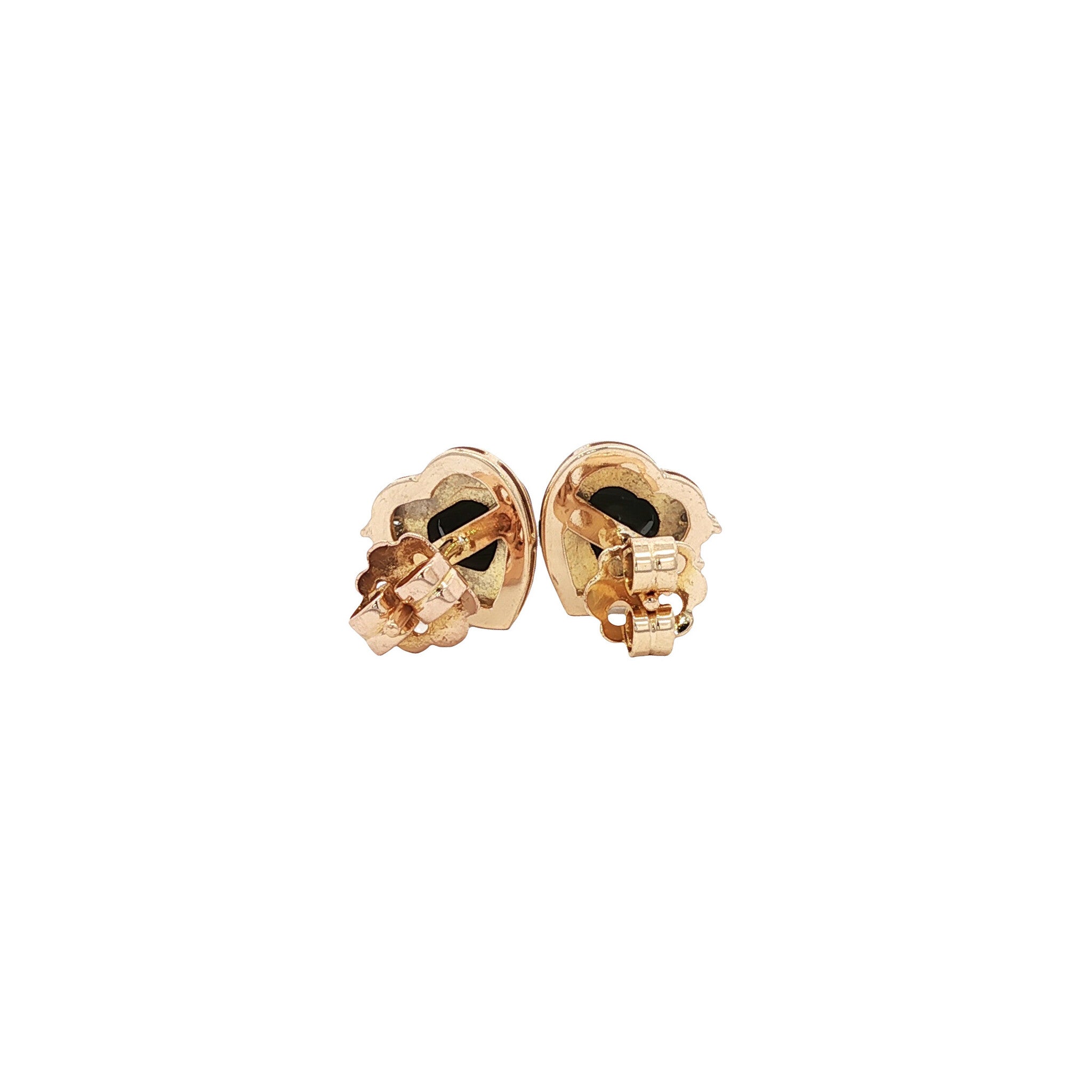 14 kt gold heart stud earrings with sapphire and diamond