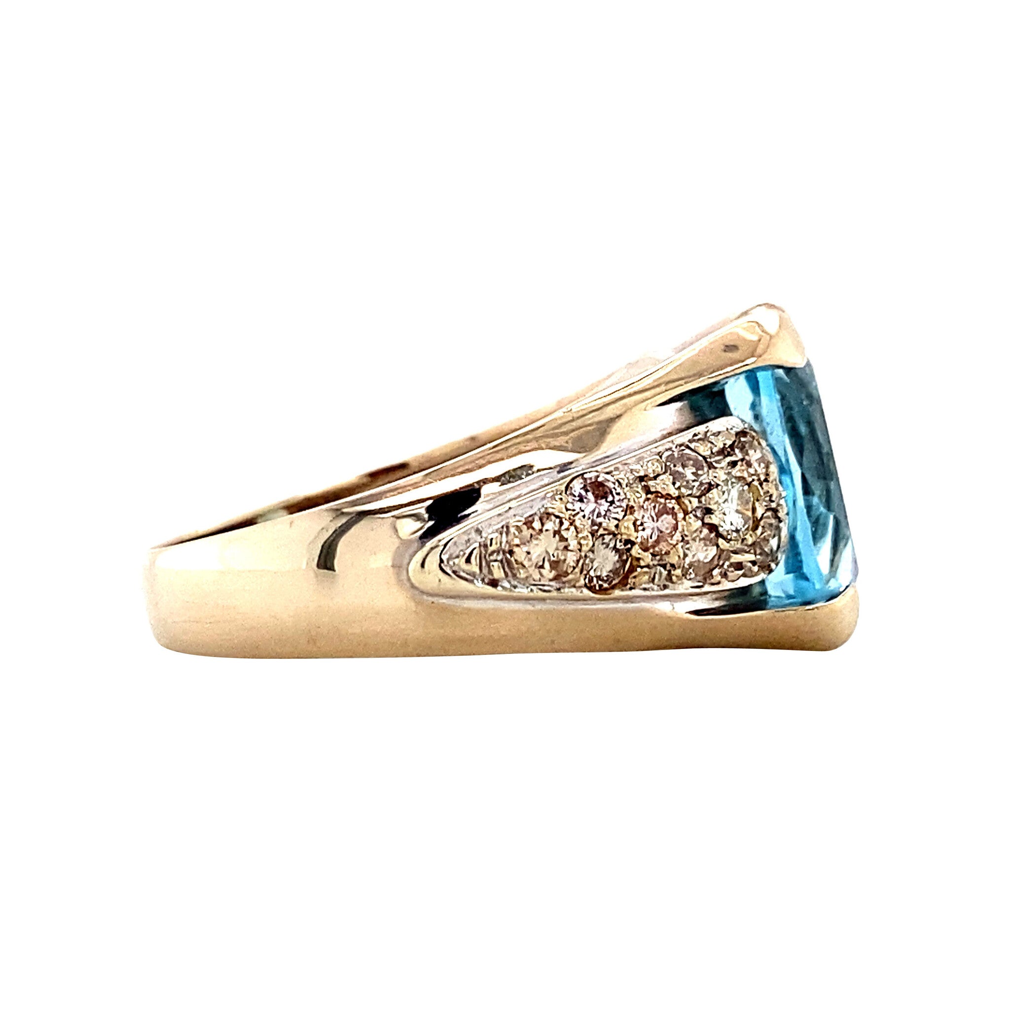 Geelgouden ring met topaas en diamant 18 krt