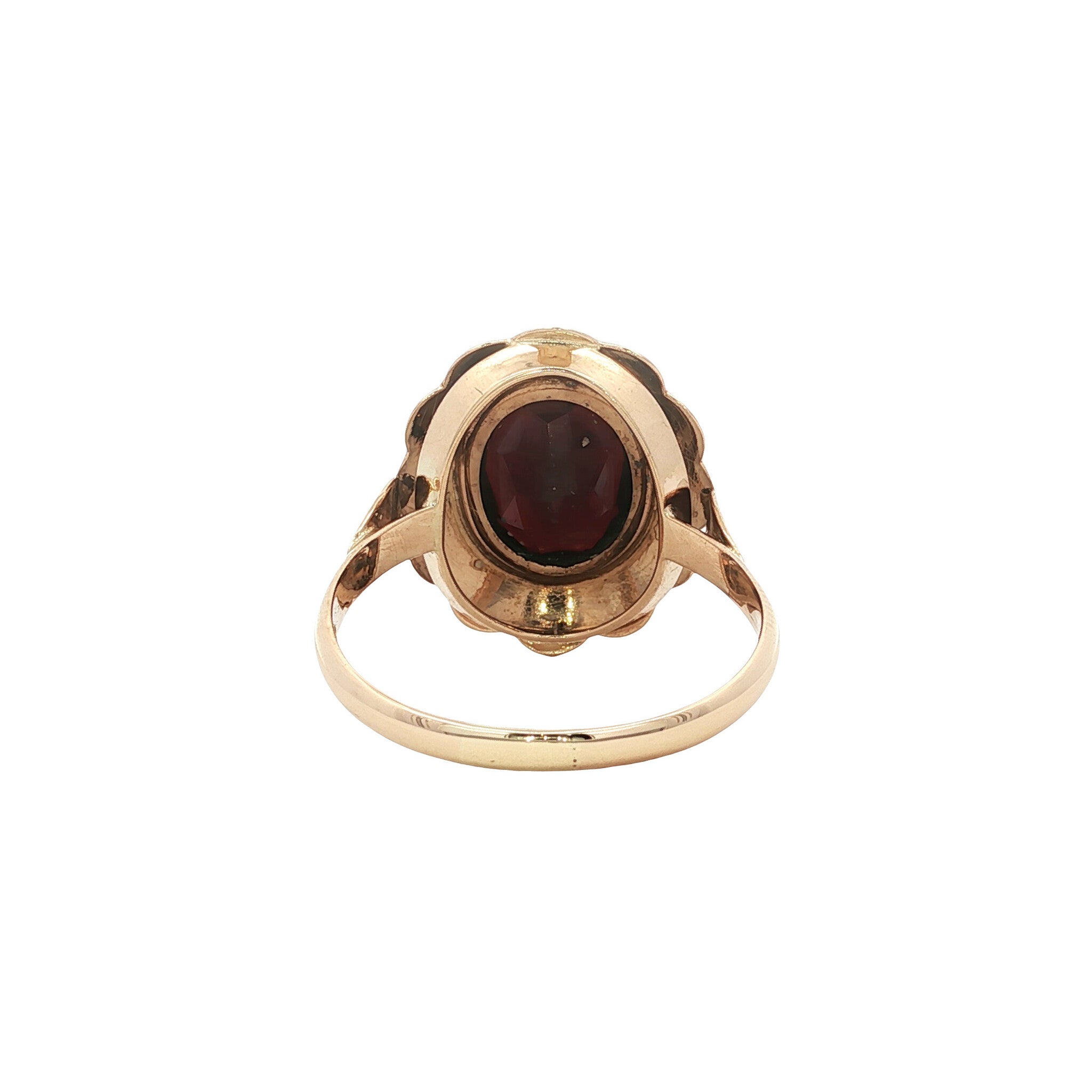 Gold vintage ring with garnet 14 kt
