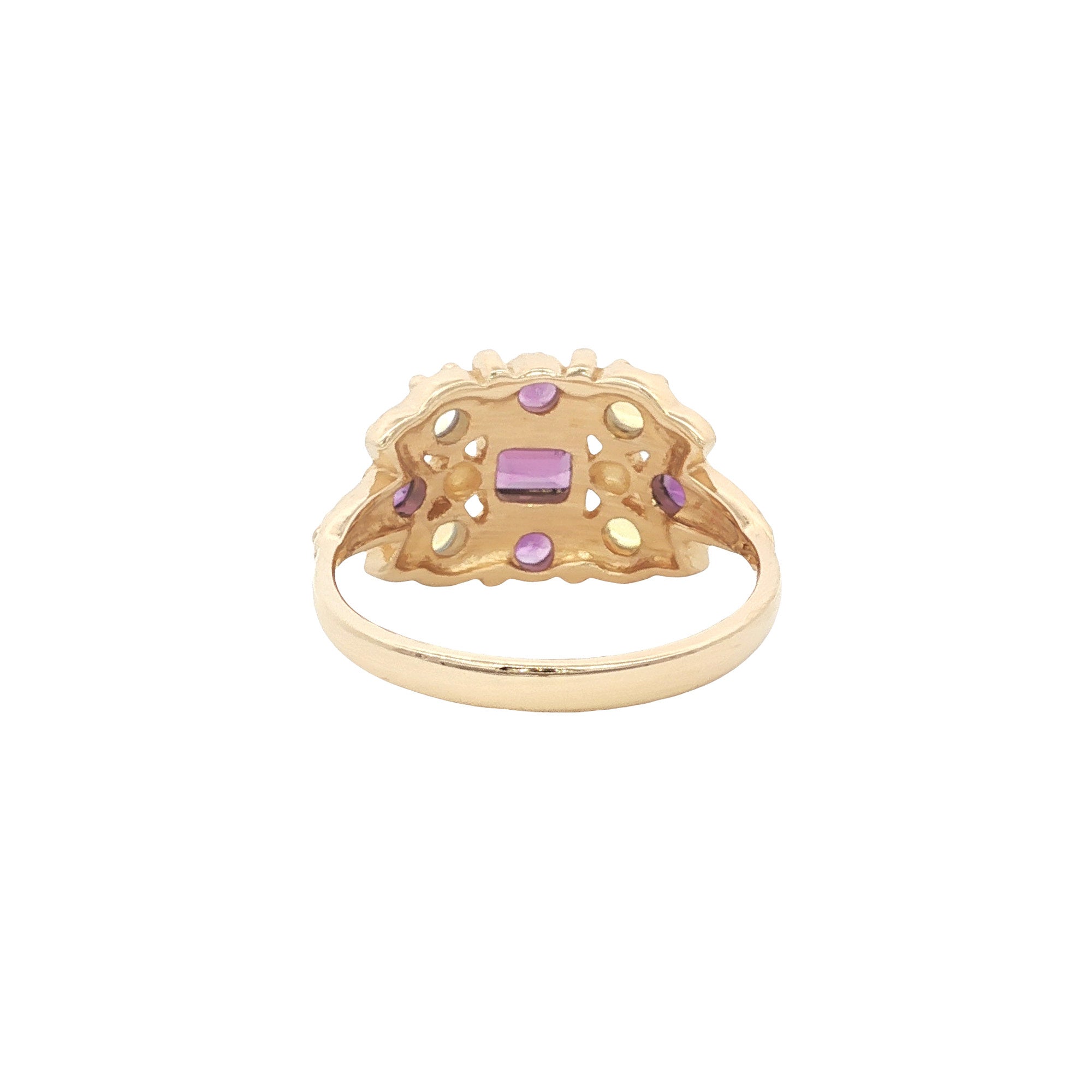 14 kt gold ring with amethyst and opal