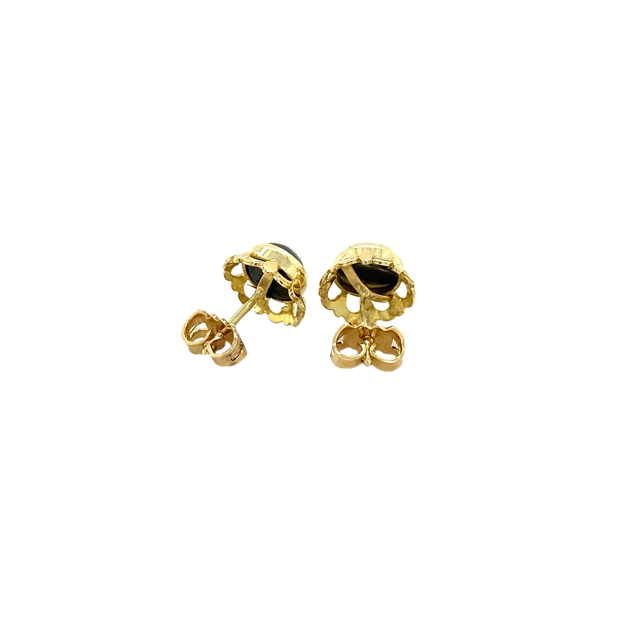 Gouden oorstekers met hematiet 14 krt
