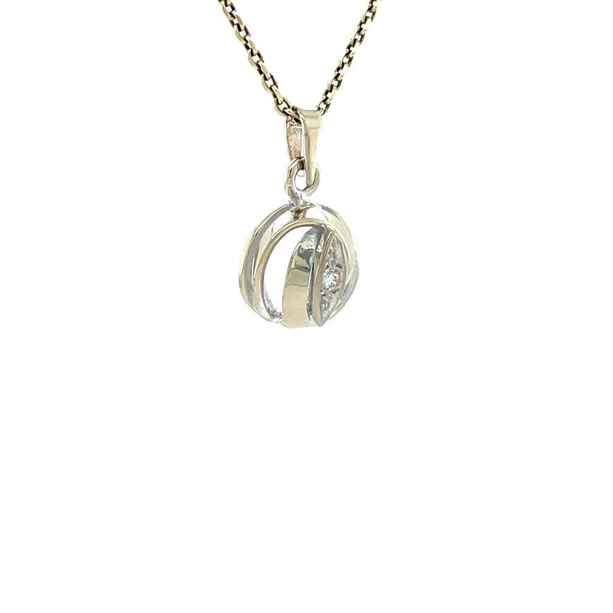 Witgouden vintage hanger met diamant 14 kt