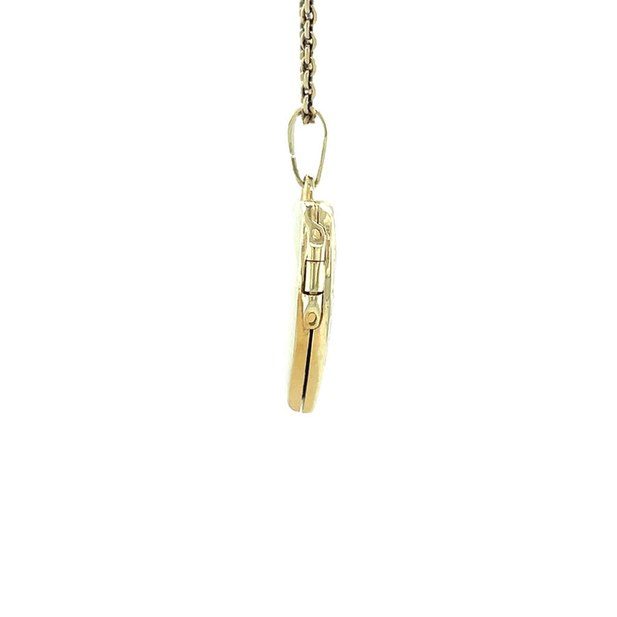 Gouden vintage hart medaillon met gravure 14 kt