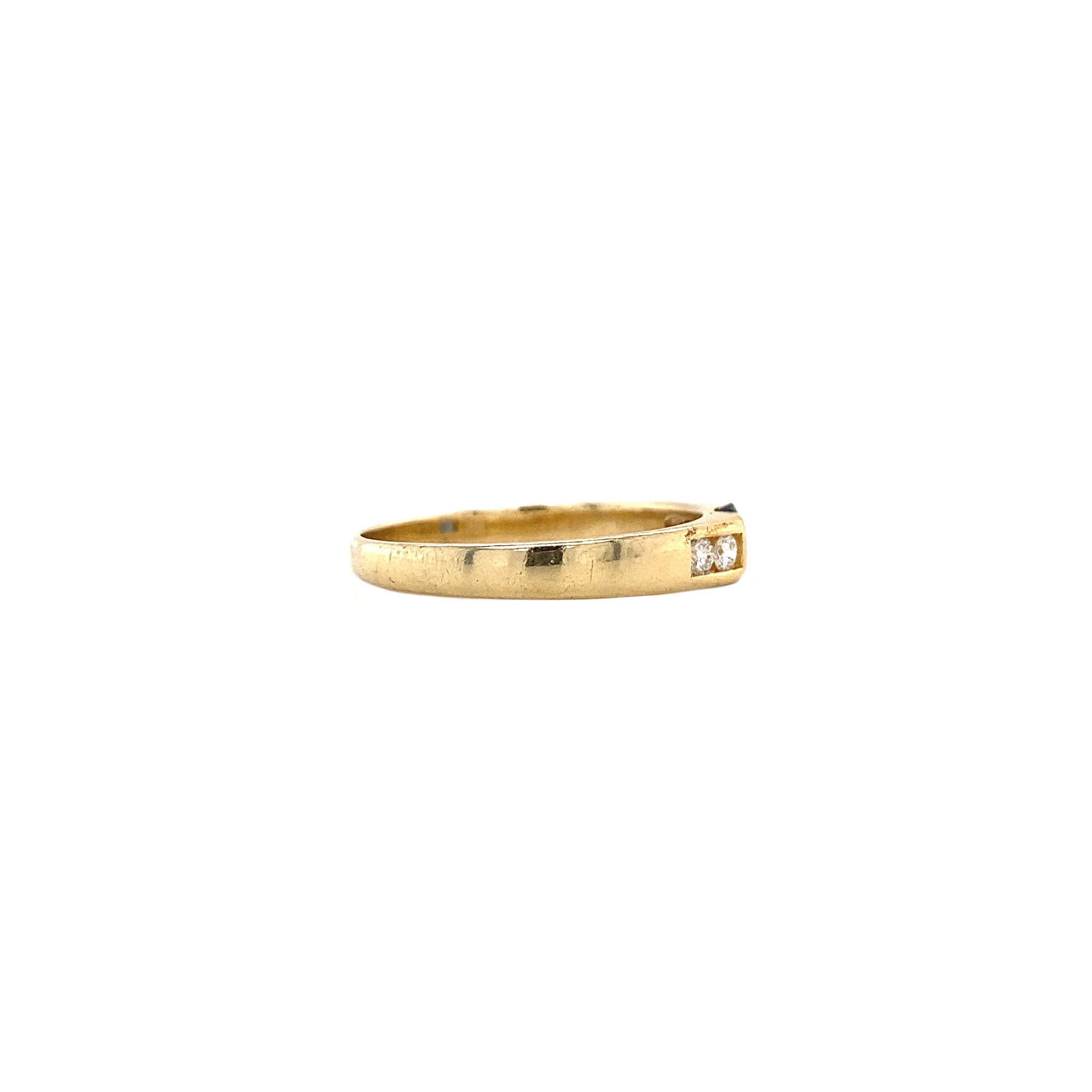18 kt gold ring with sapphire and diamond