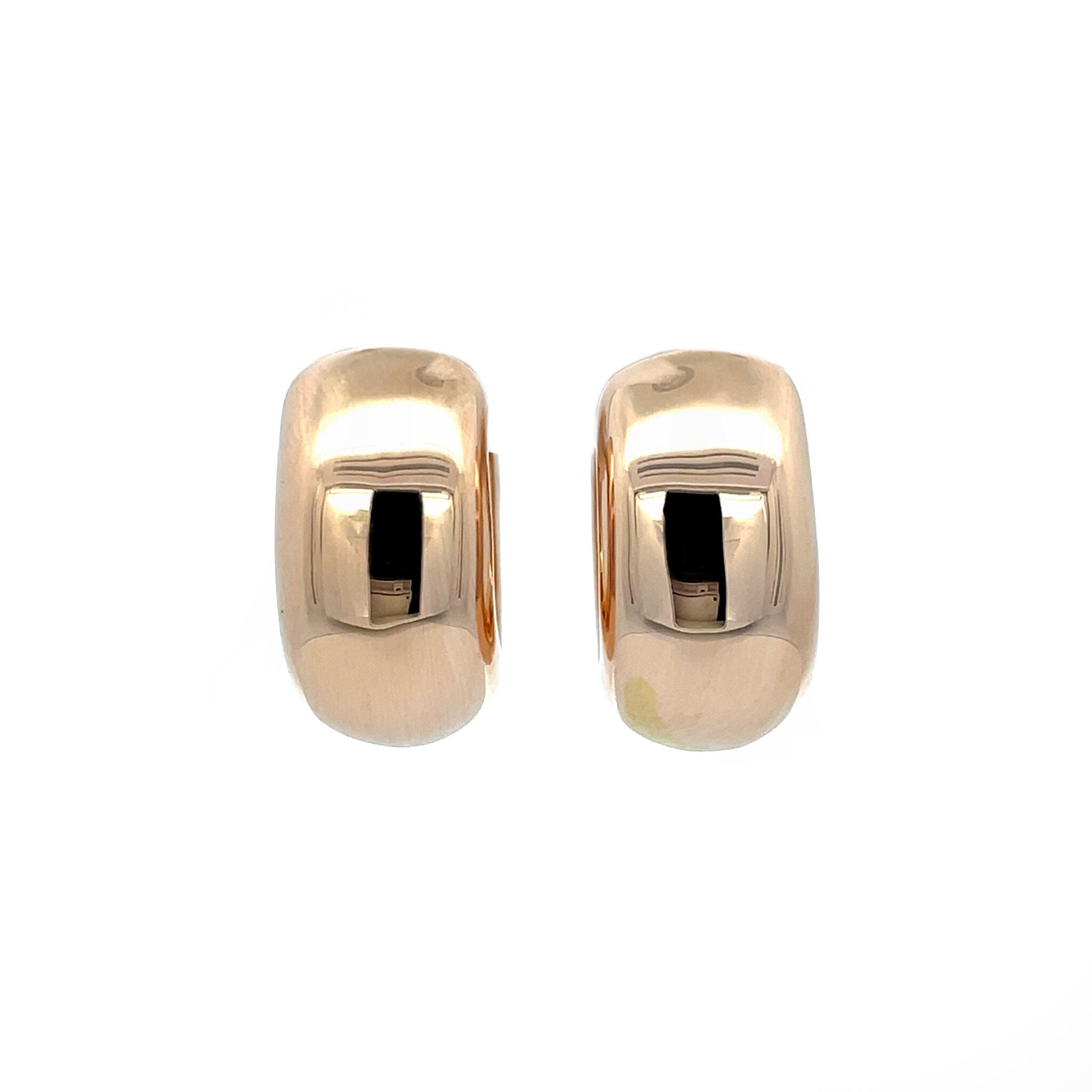 Vintage rose-gold smooth hoop earrings, 14 kt