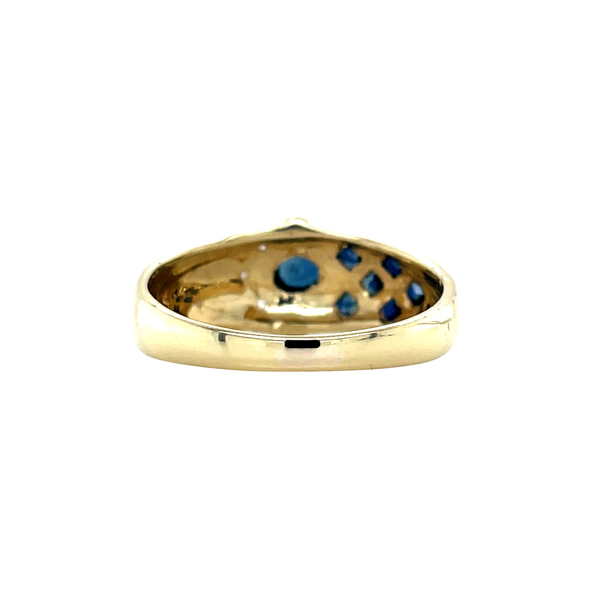 Gouden ring met saffier en diamant 14 krt