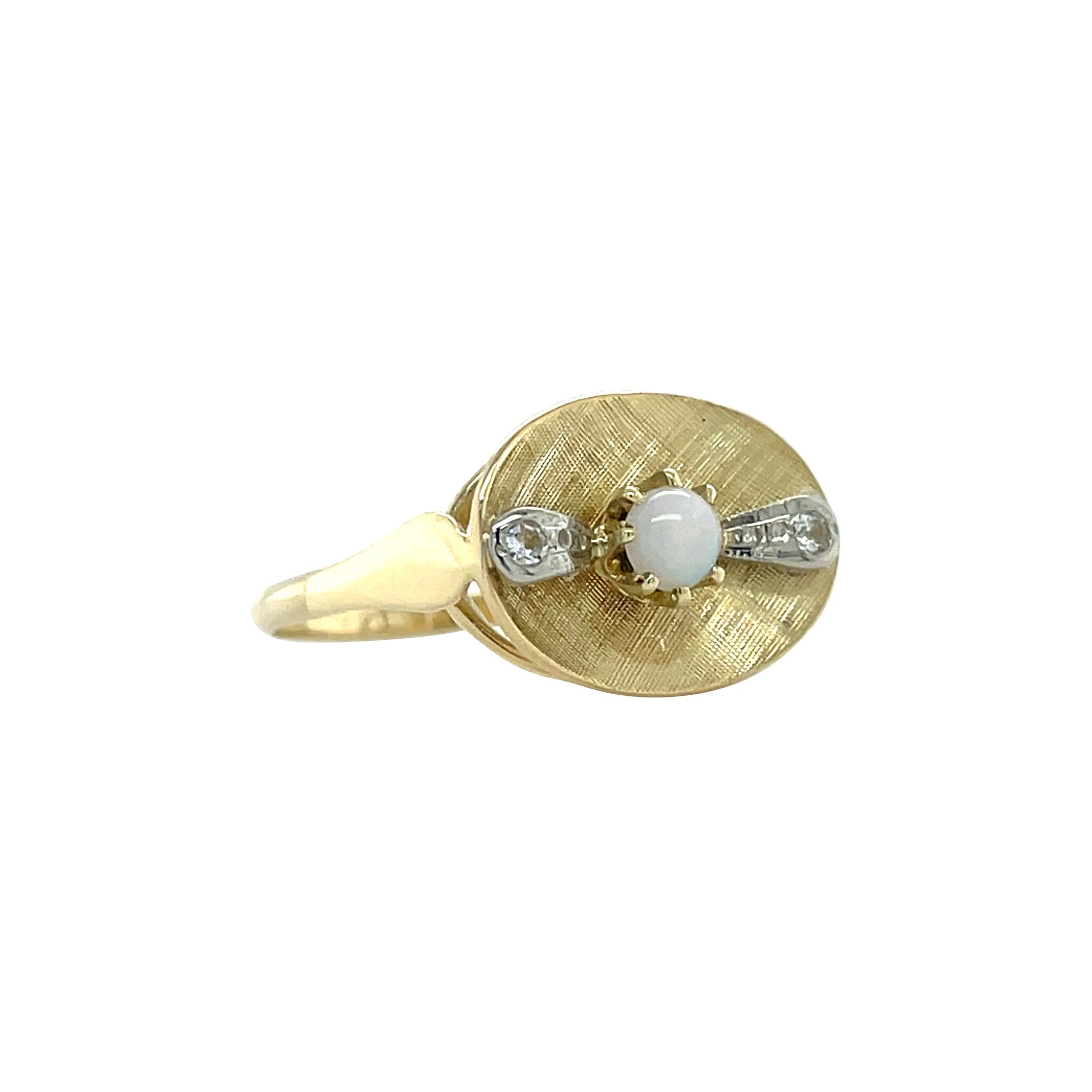 Gouden vintage ring met spinel en opaal 14 kt