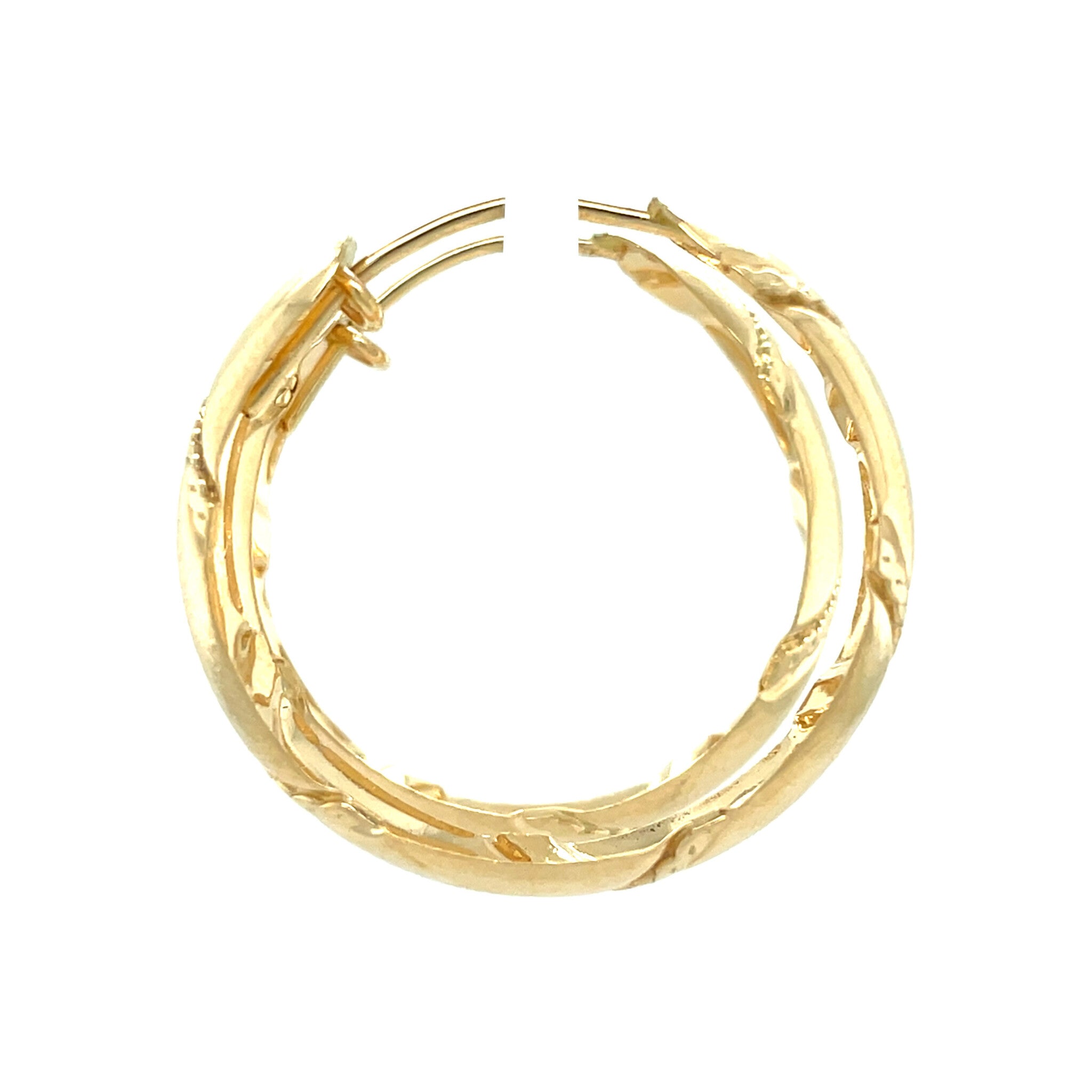 Gouden vintage fantasie oorringen 14 kt