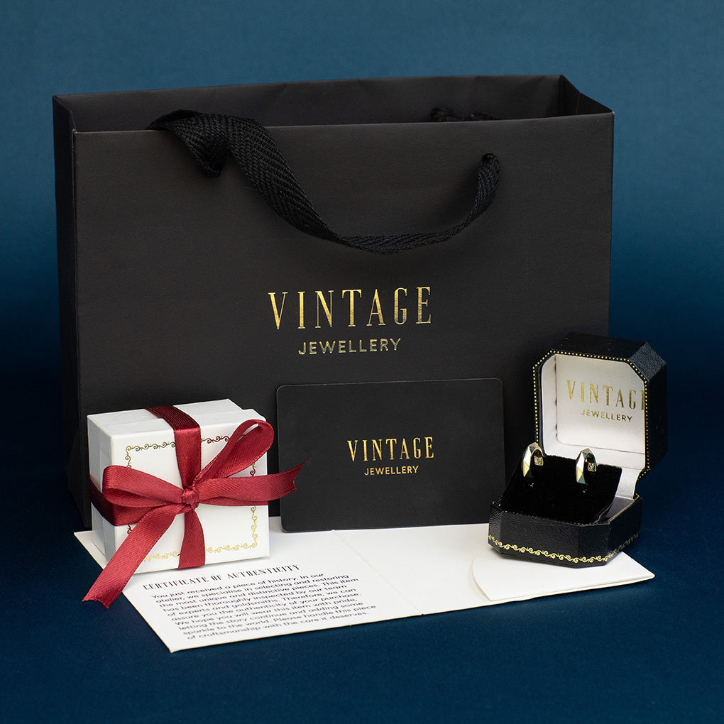 Gold vintage fantasy hoop earrings 14 kt