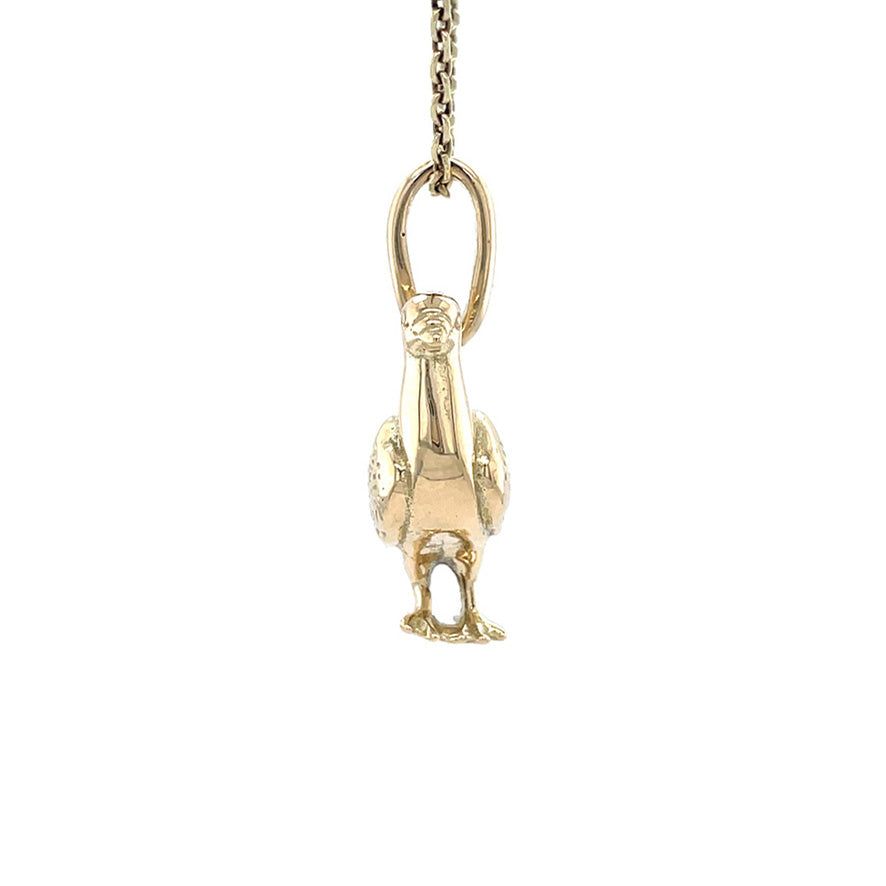 Gouden vintage duif hanger 14 krt