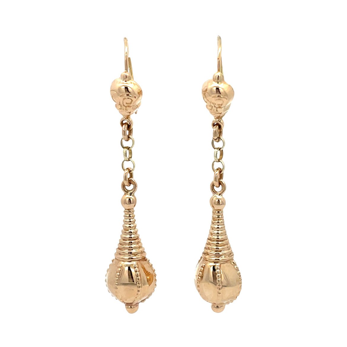 Gouden vintage fantasie oorhangers 14 kt