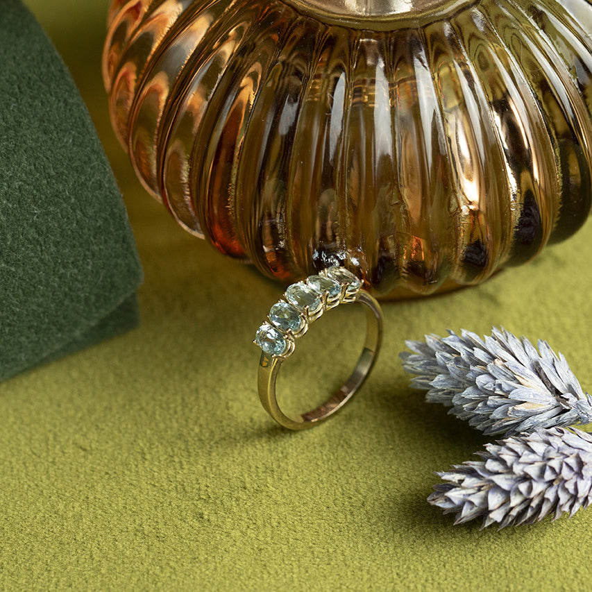 Josephine ring 14 krt - Aqua