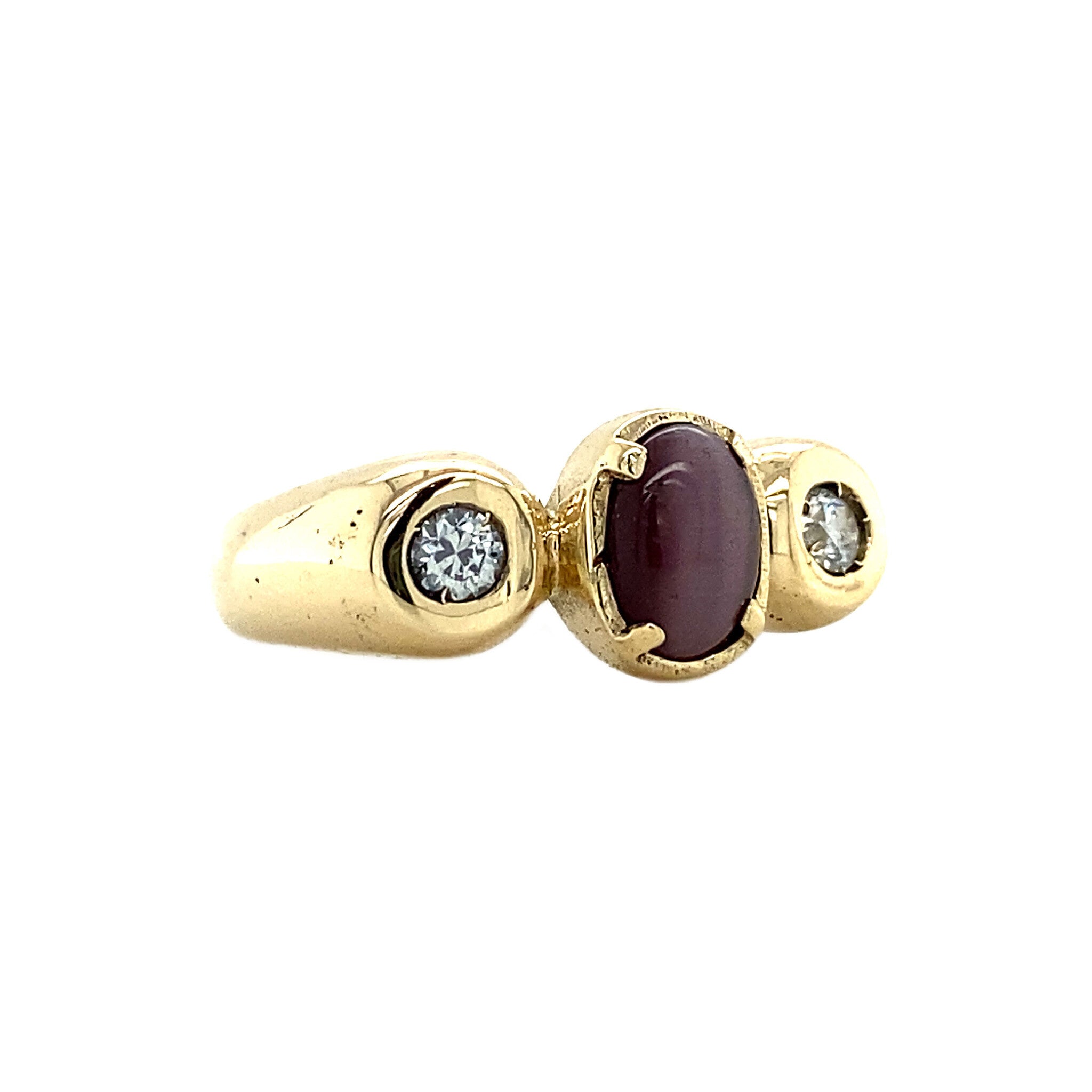 14 kt gold ring with sapphire and zirconia