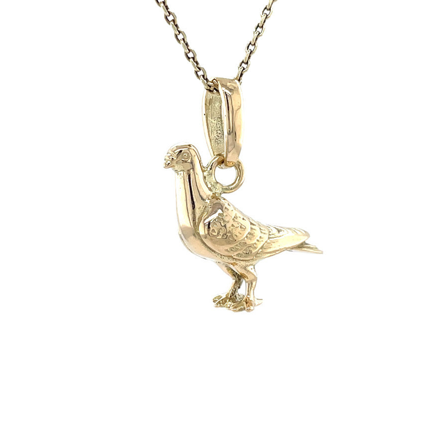 Gouden vintage duif hanger 14 krt