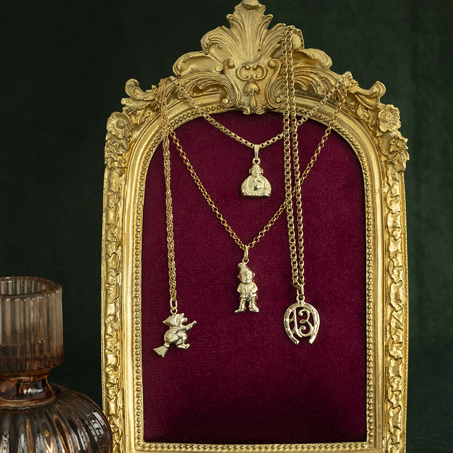 Gouden vintage Boeddha hanger 14 kt