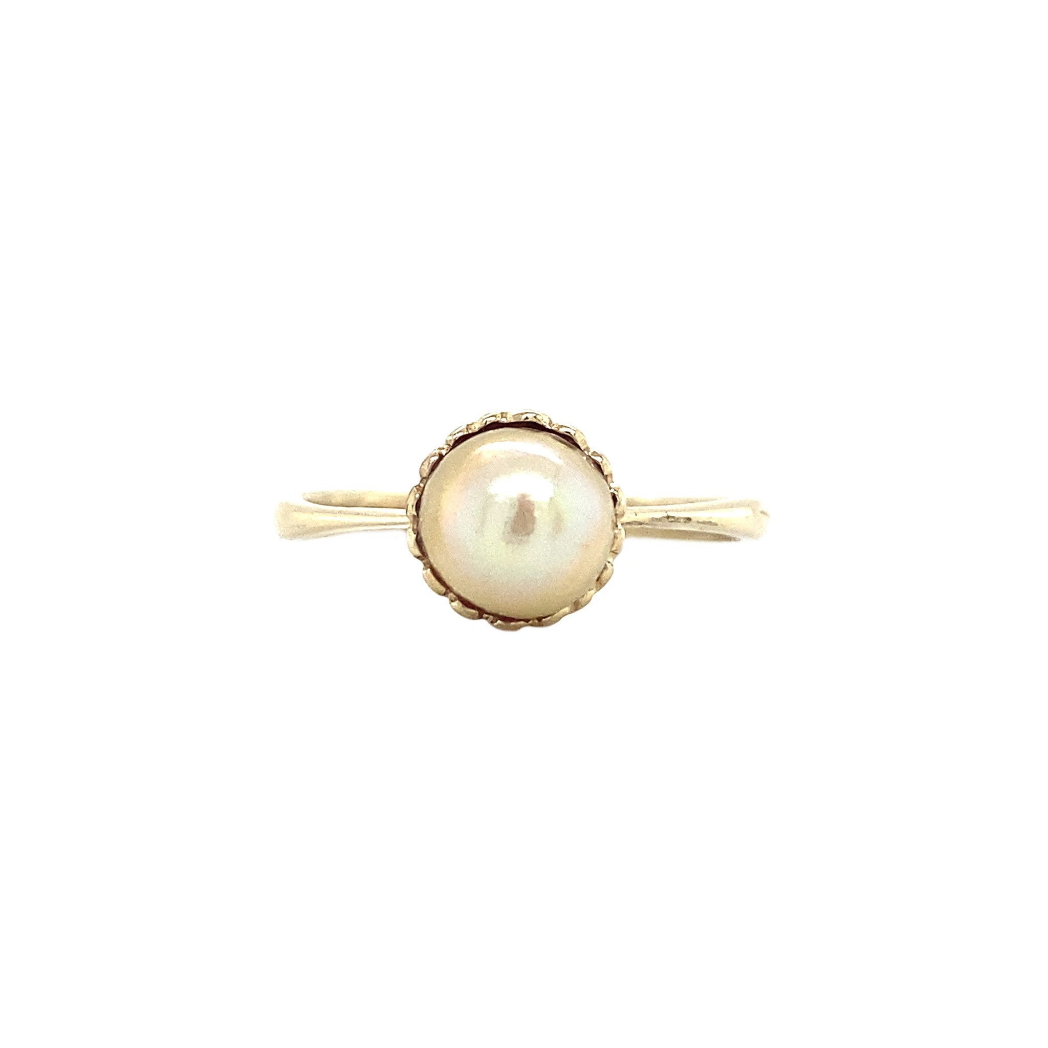 Gouden ring met parel 14 krt