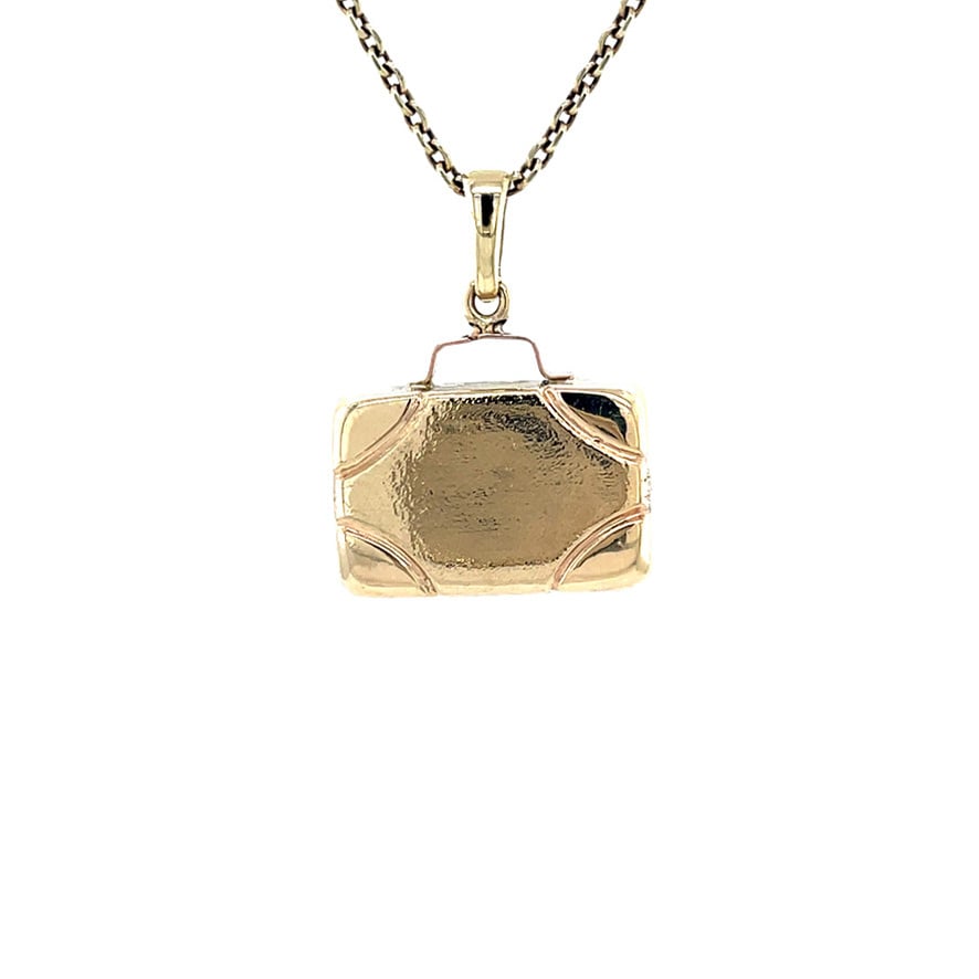 14 kt gold suitcase pendant