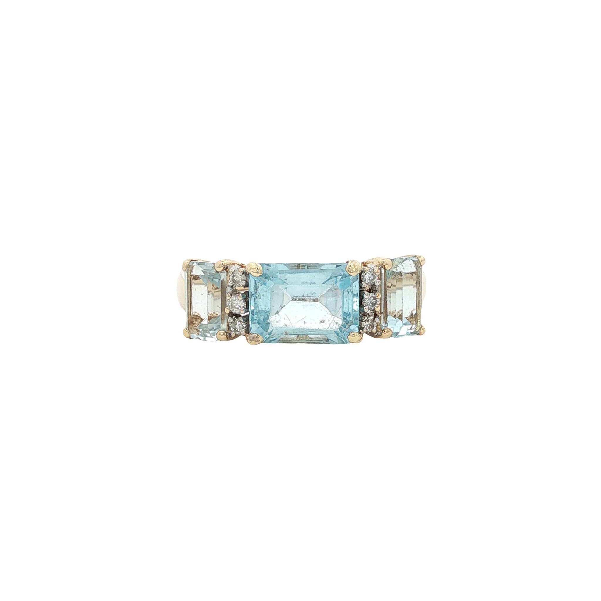 Gold ring with topaz and diamond 14 kt