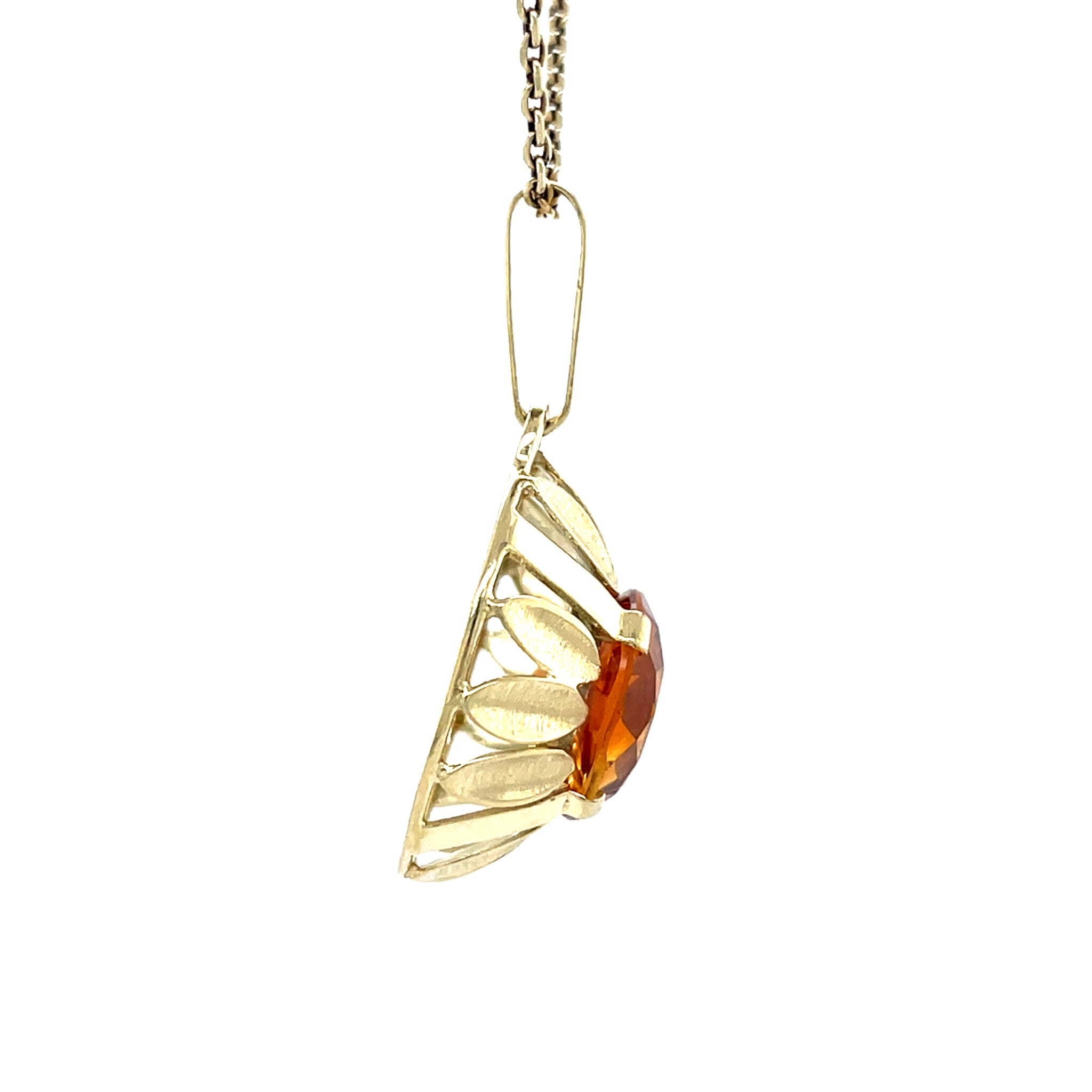 Gouden vintage hanger met citrien 14 krt