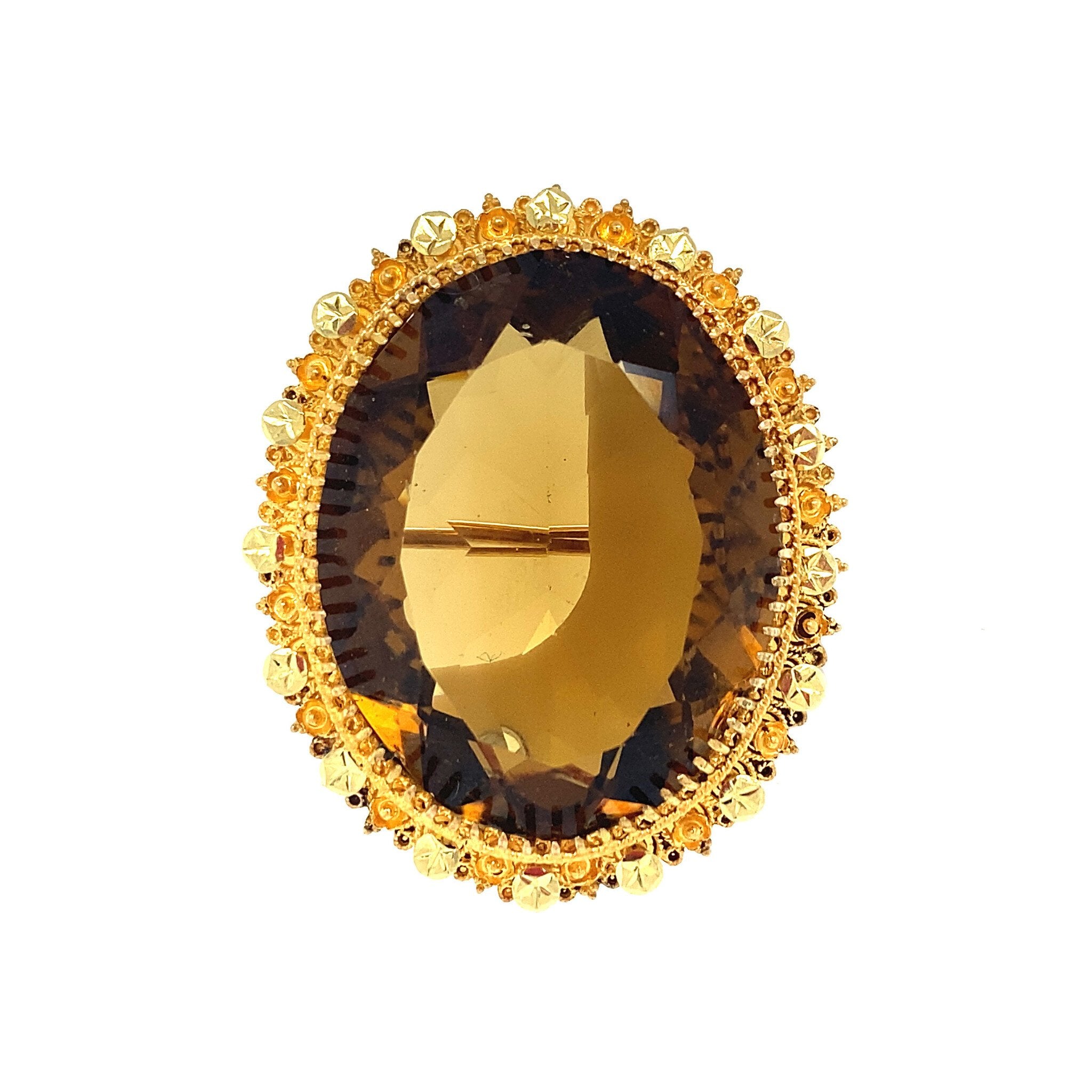 Gouden hanger met bruin glas 14 krt