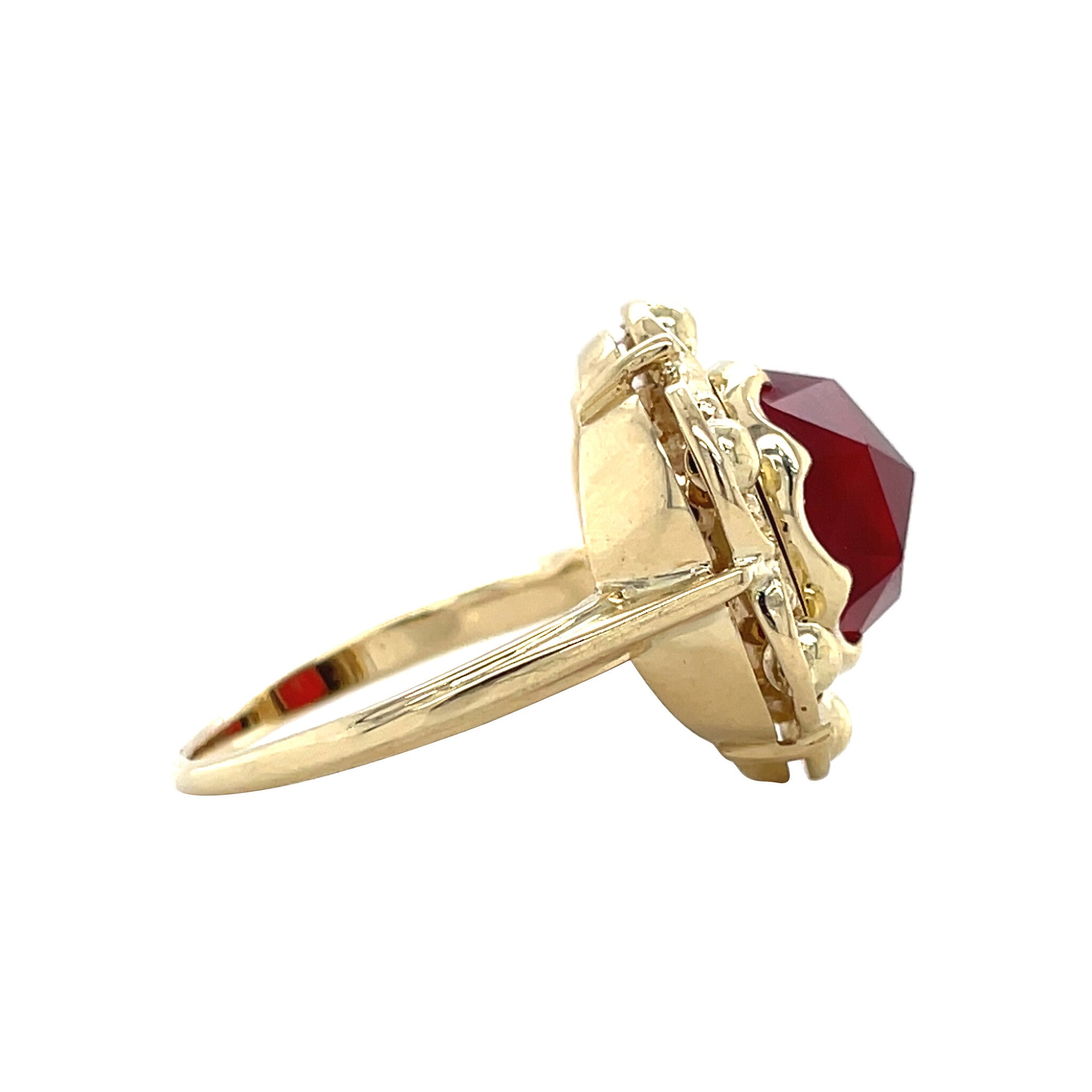 Vintage ring met carneool, granaat en turkoois 8 krt