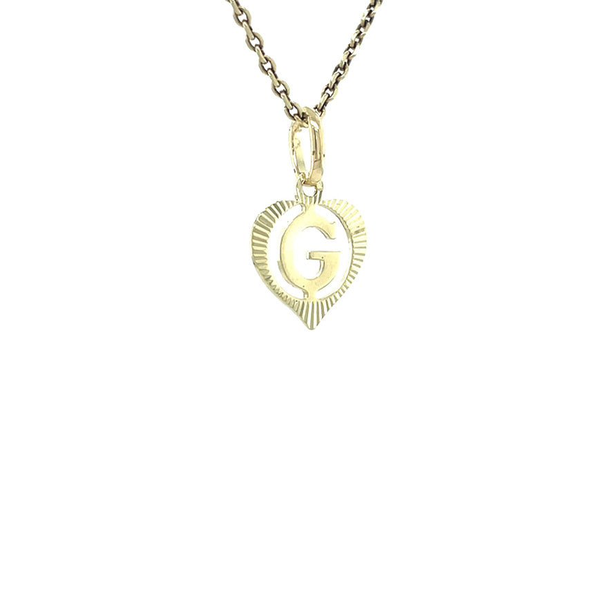 Gouden vintage hart hanger met letter G 14 kt