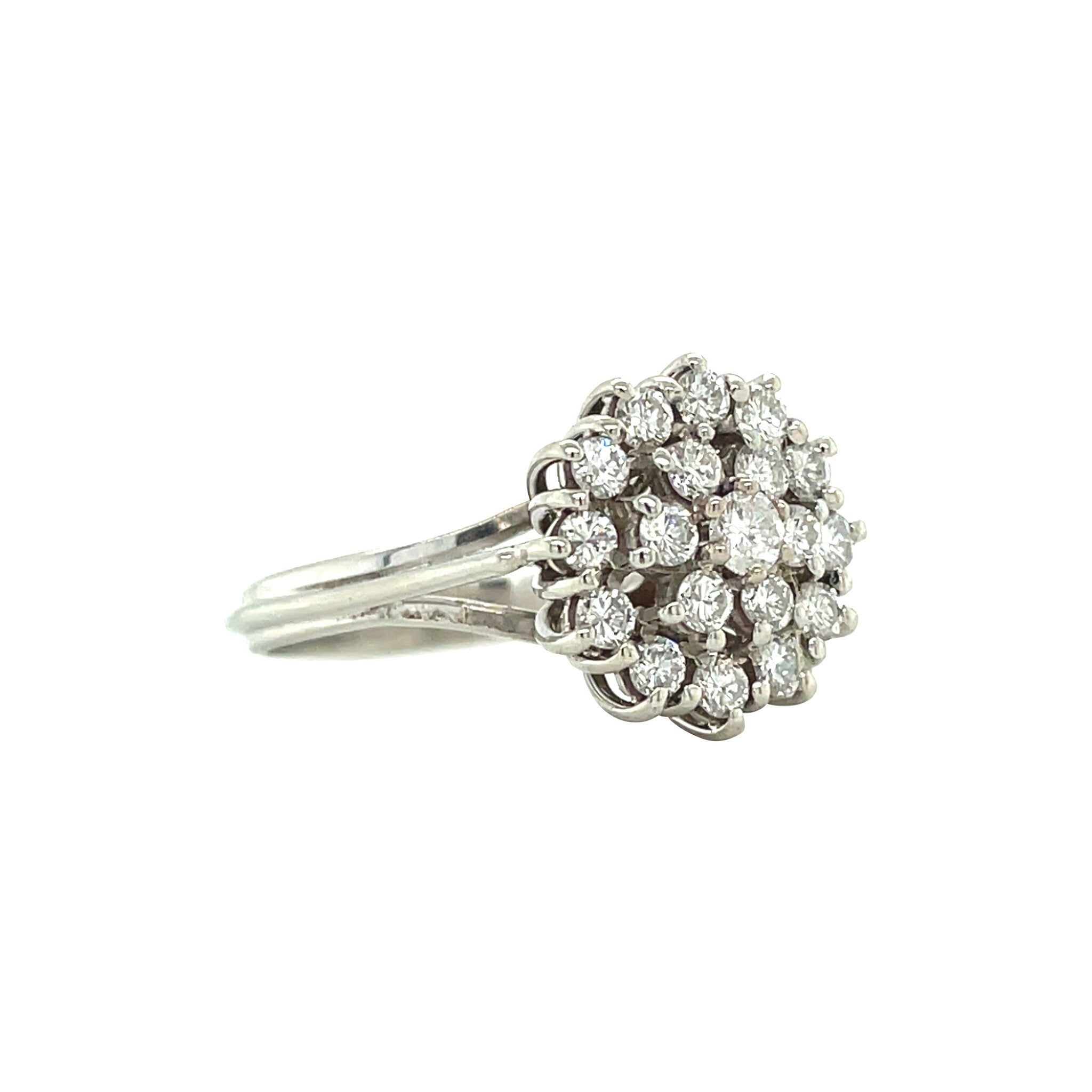 Witgouden vintage entourage ring met diamant 18 krt