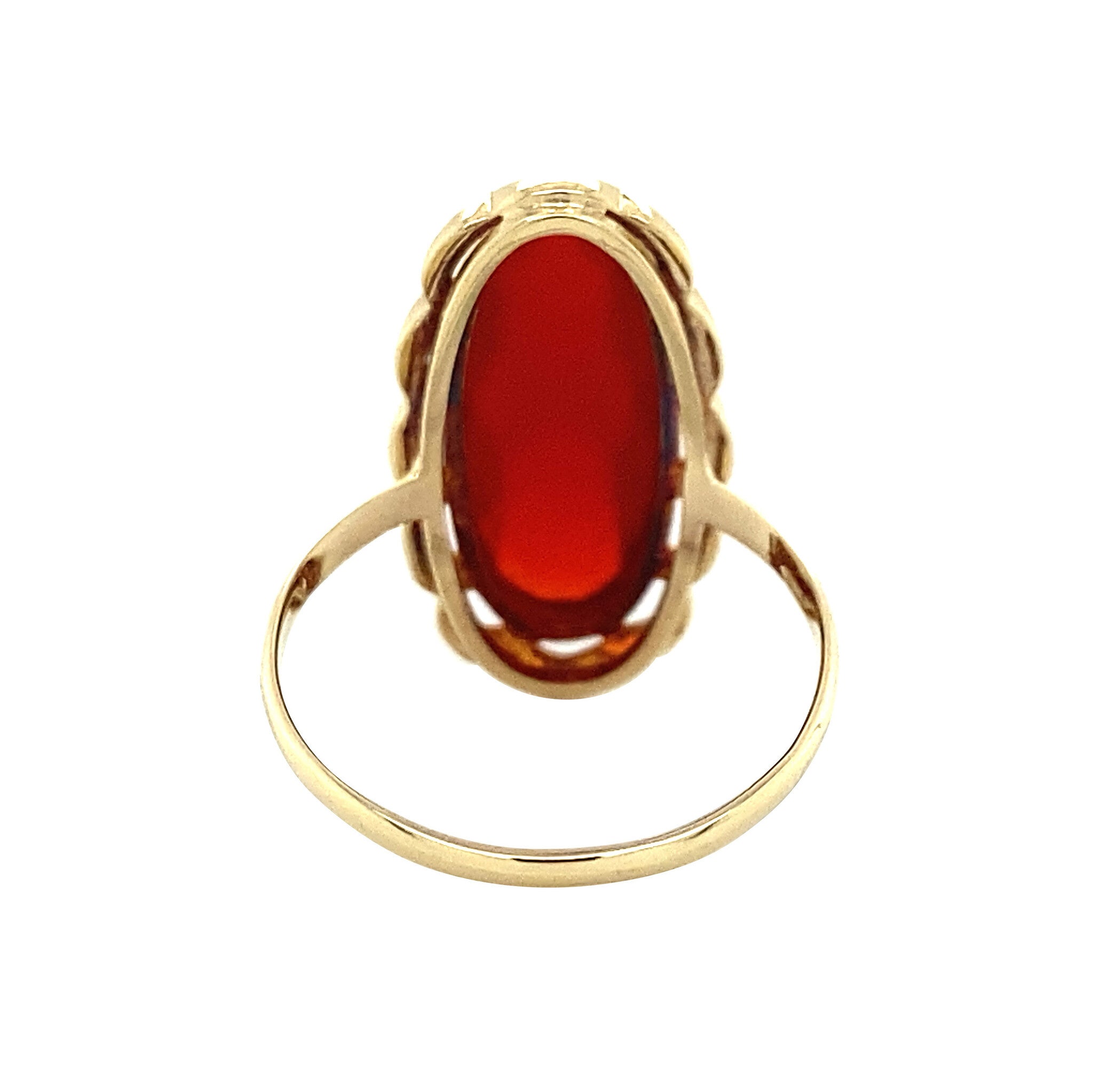 14 kt gold ring with carnelian