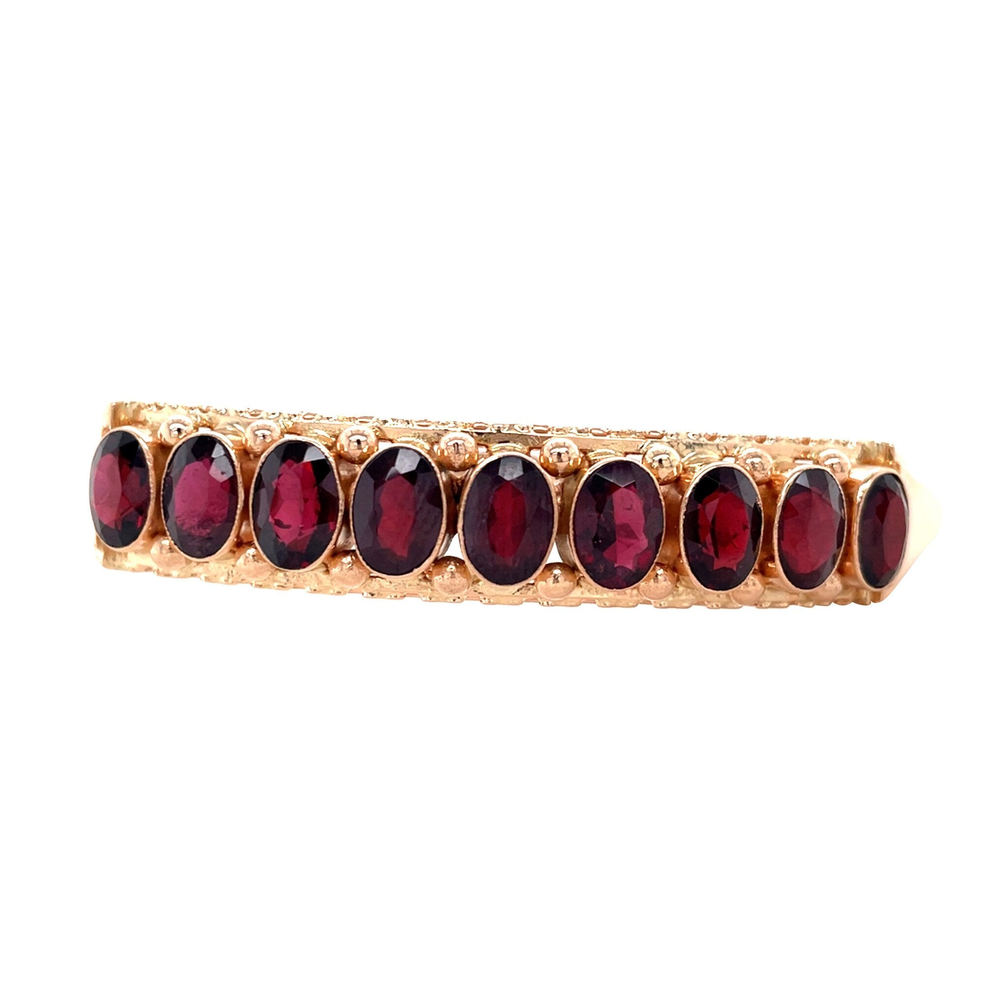 Rose-gold vintage bangle with garnet 14 kt