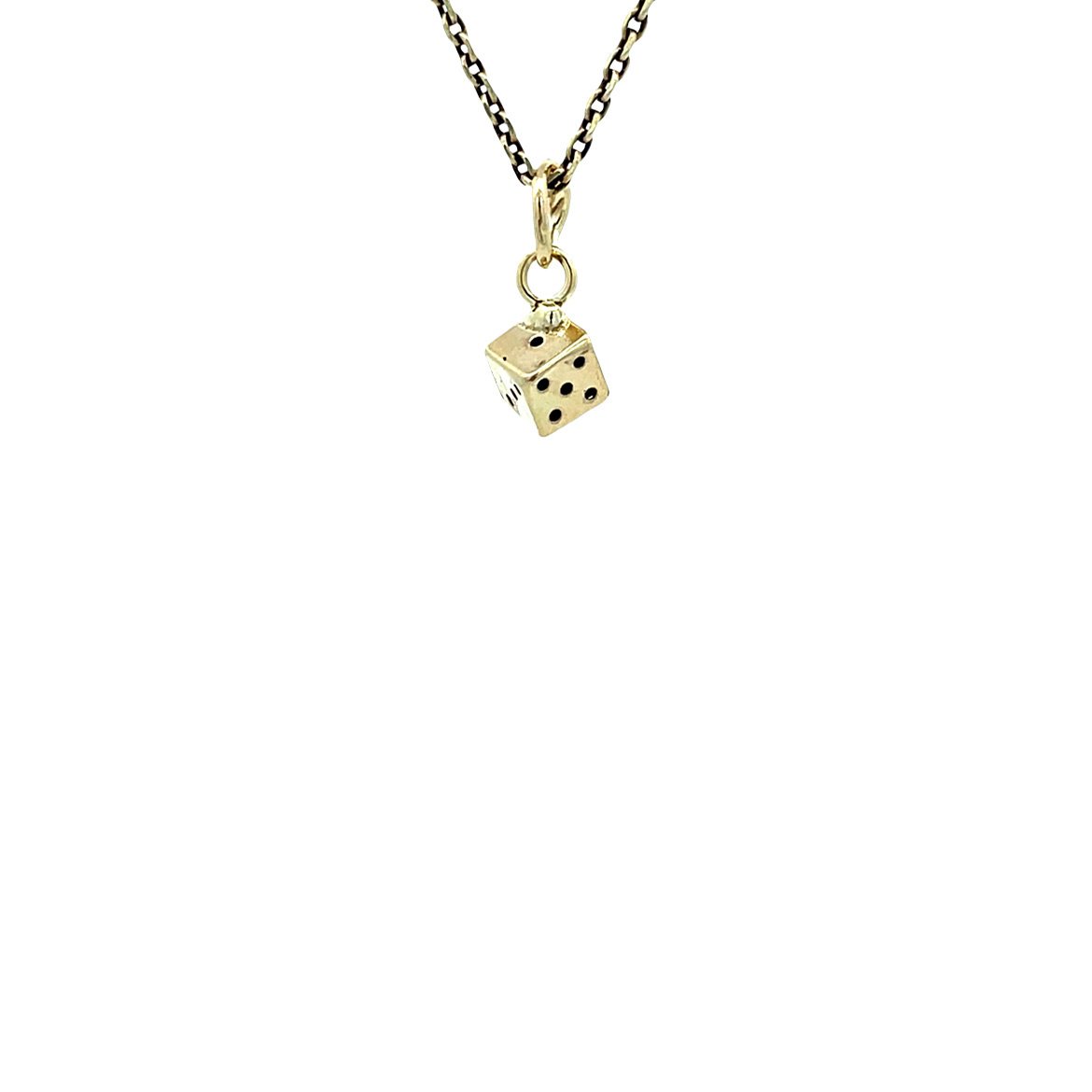 Gouden vintage dobbelsteen hanger 14 kt