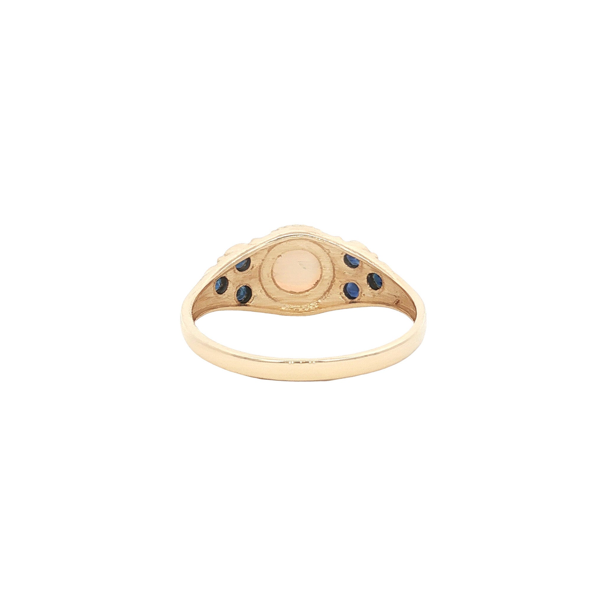 14 kt gold ring with opal and sapphire