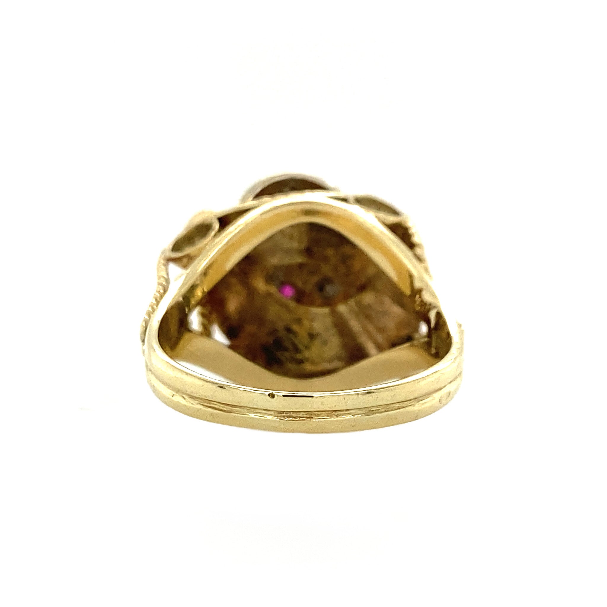 Gold ring with ruby and zirconia 14 kt