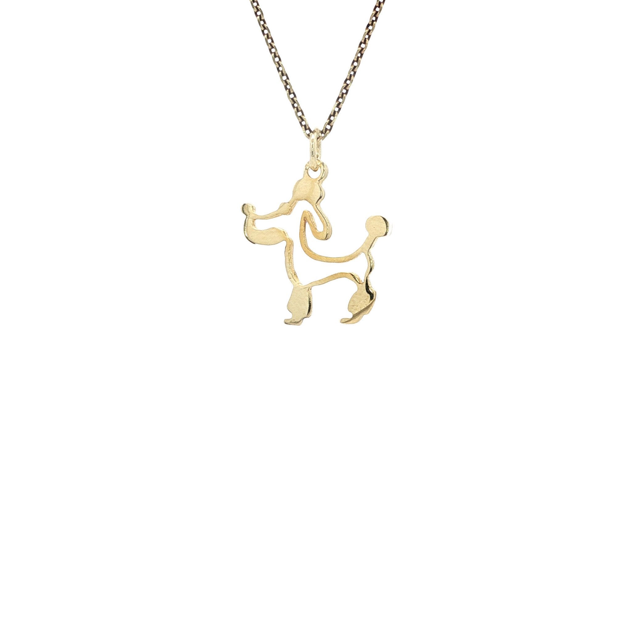 Gold vintage poodle pendant 14 kt