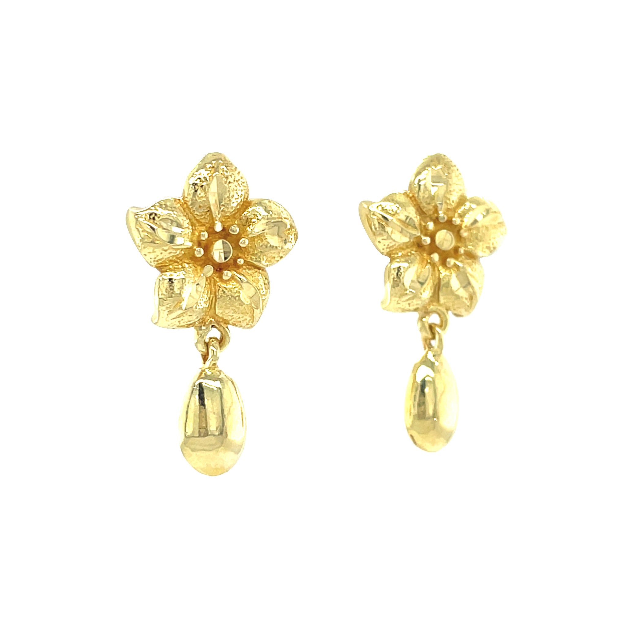 Gouden vintage bloem oorstekers 18 kt