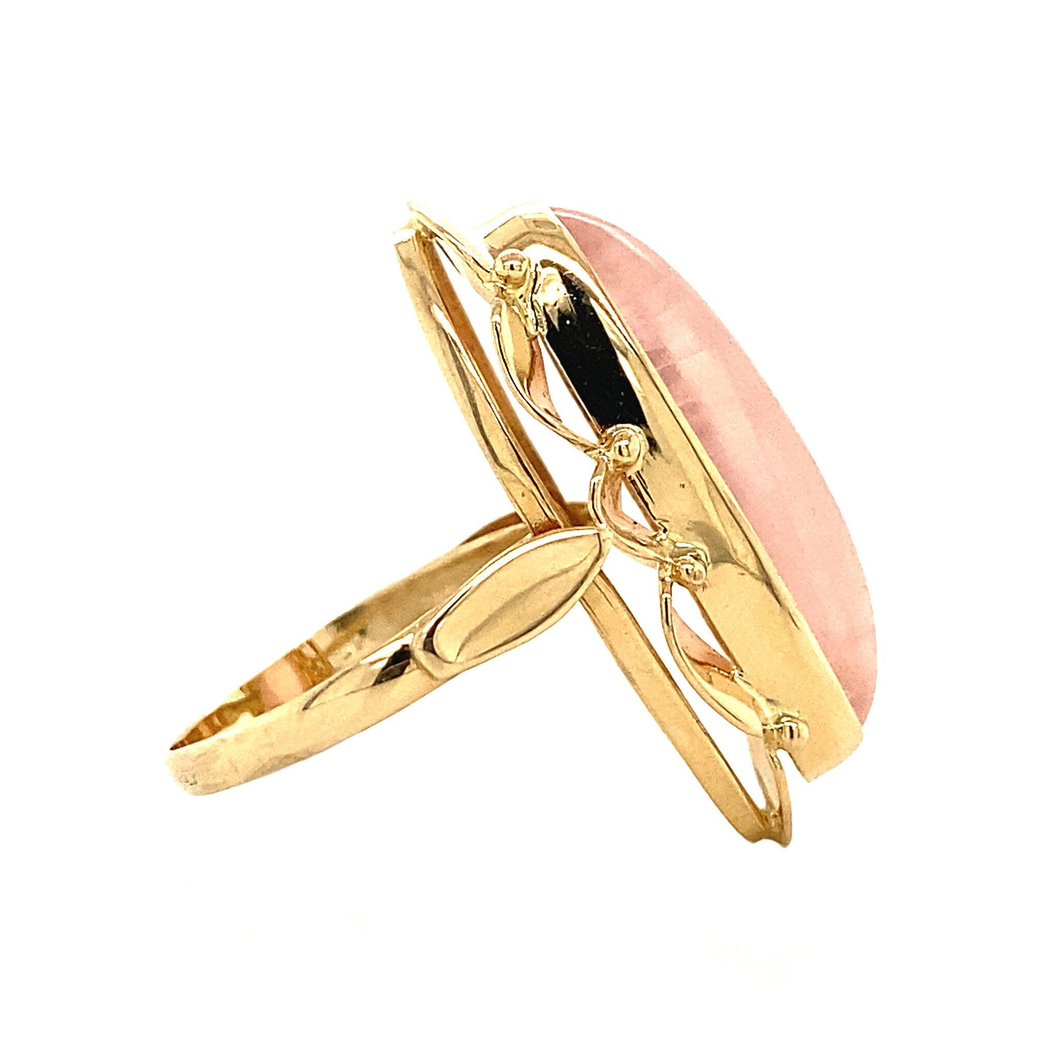 Gold ring with rose quartz 14 krt