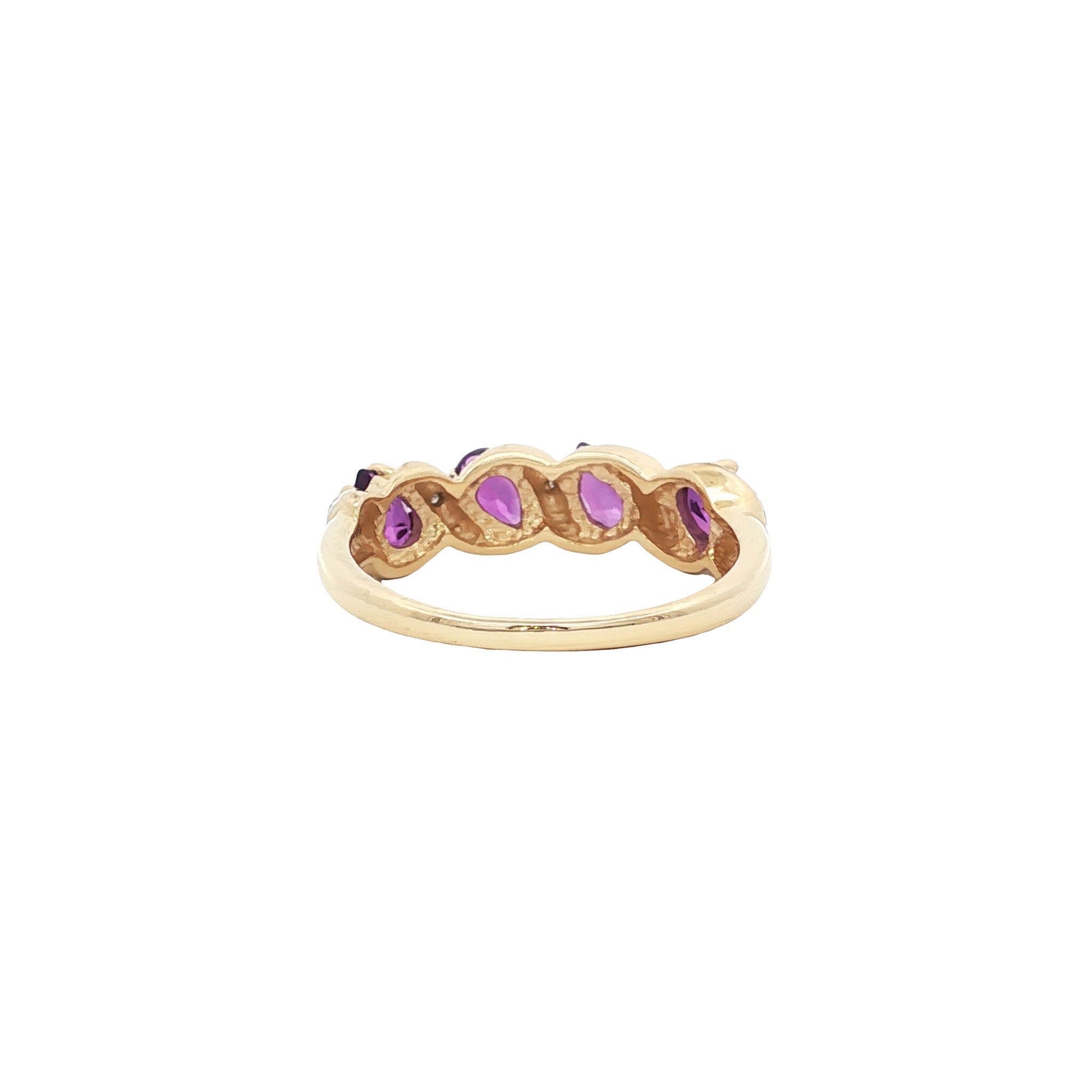 Ring met amethist en diamant 9 kt
