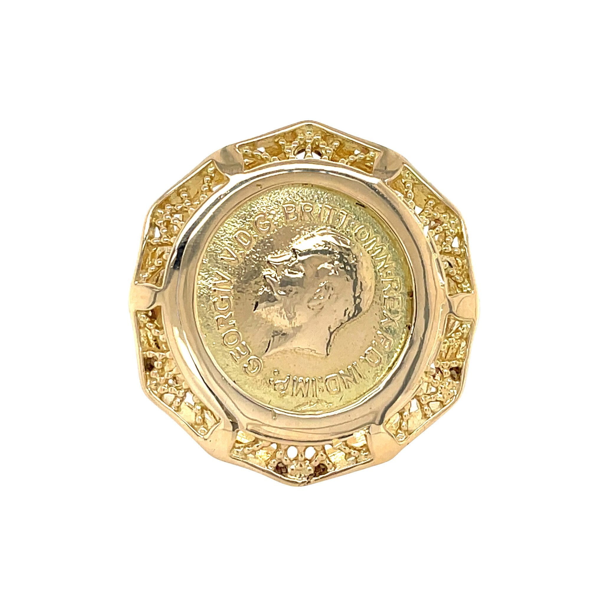 Gouden vintage munt ring 14 krt